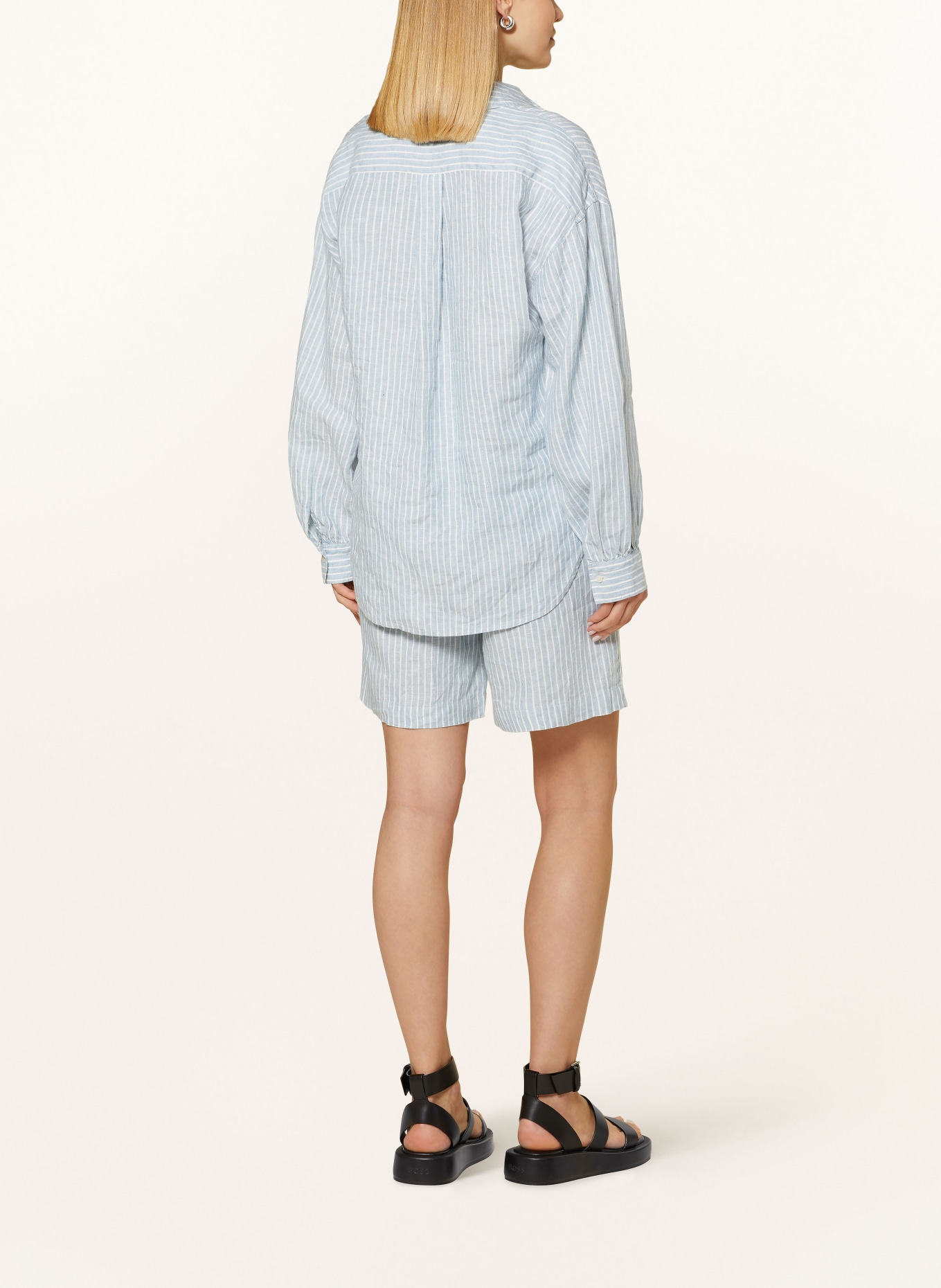 Marc O'Polo Shirt blouse made of linen, Color: LIGHT BLUE/ WHITE (Image 3)