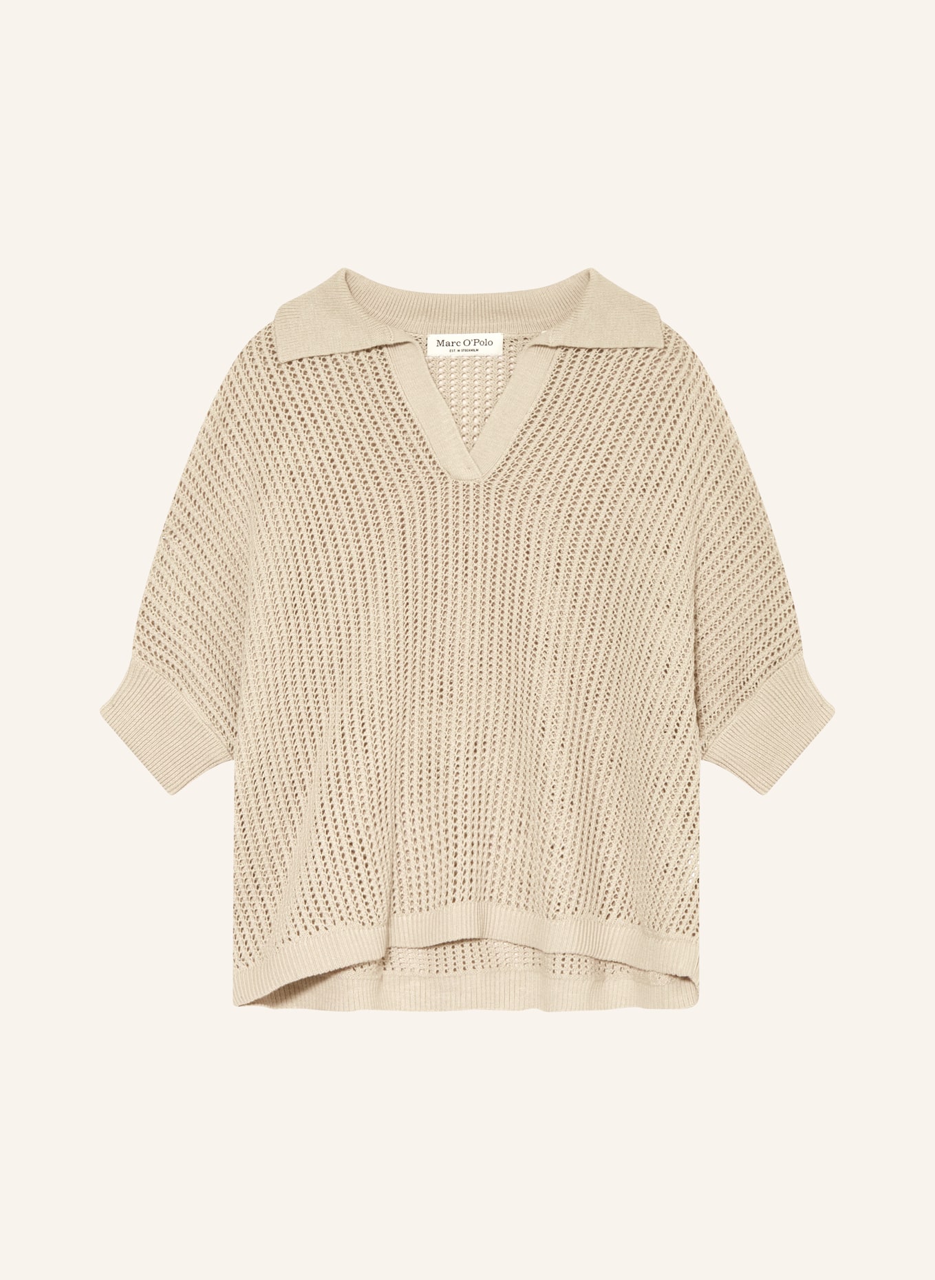 Marc O'Polo Knitted polo shirt, Color: BEIGE (Image 1)