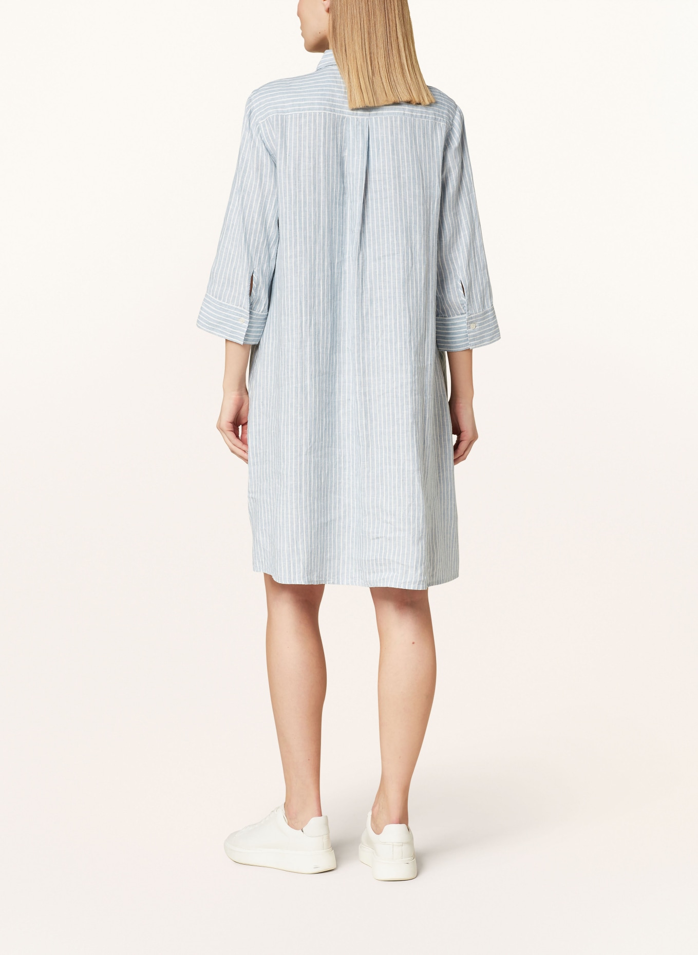 Marc O'Polo Shirt dress made of linen with 3/4 sleeves, Color: LIGHT BLUE/ WHITE (Image 3)