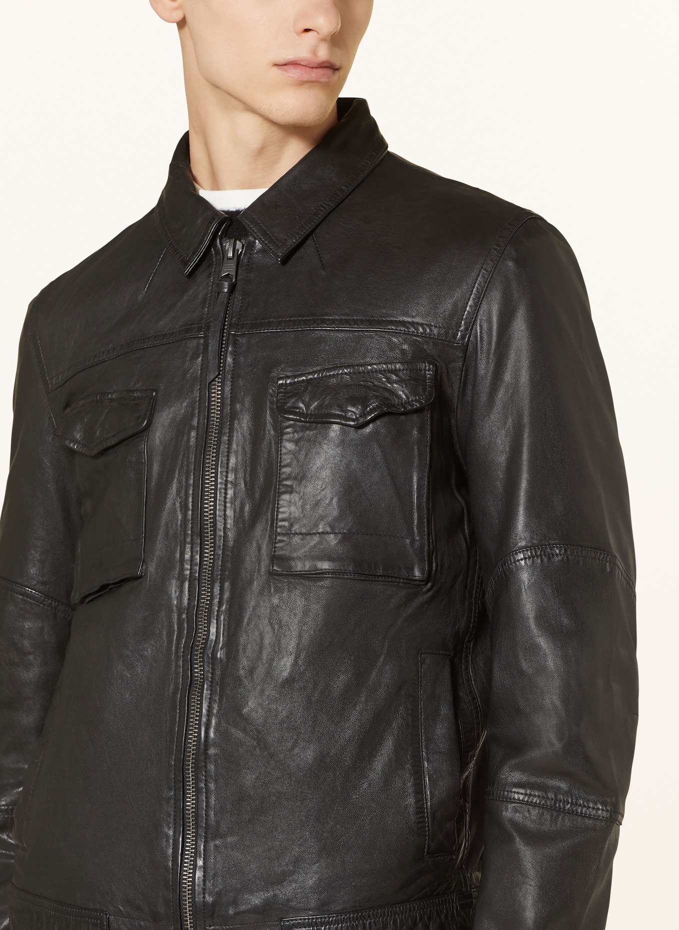 ALLSAINTS Leather jacket WHILBY, Color: BLACK (Image 4)