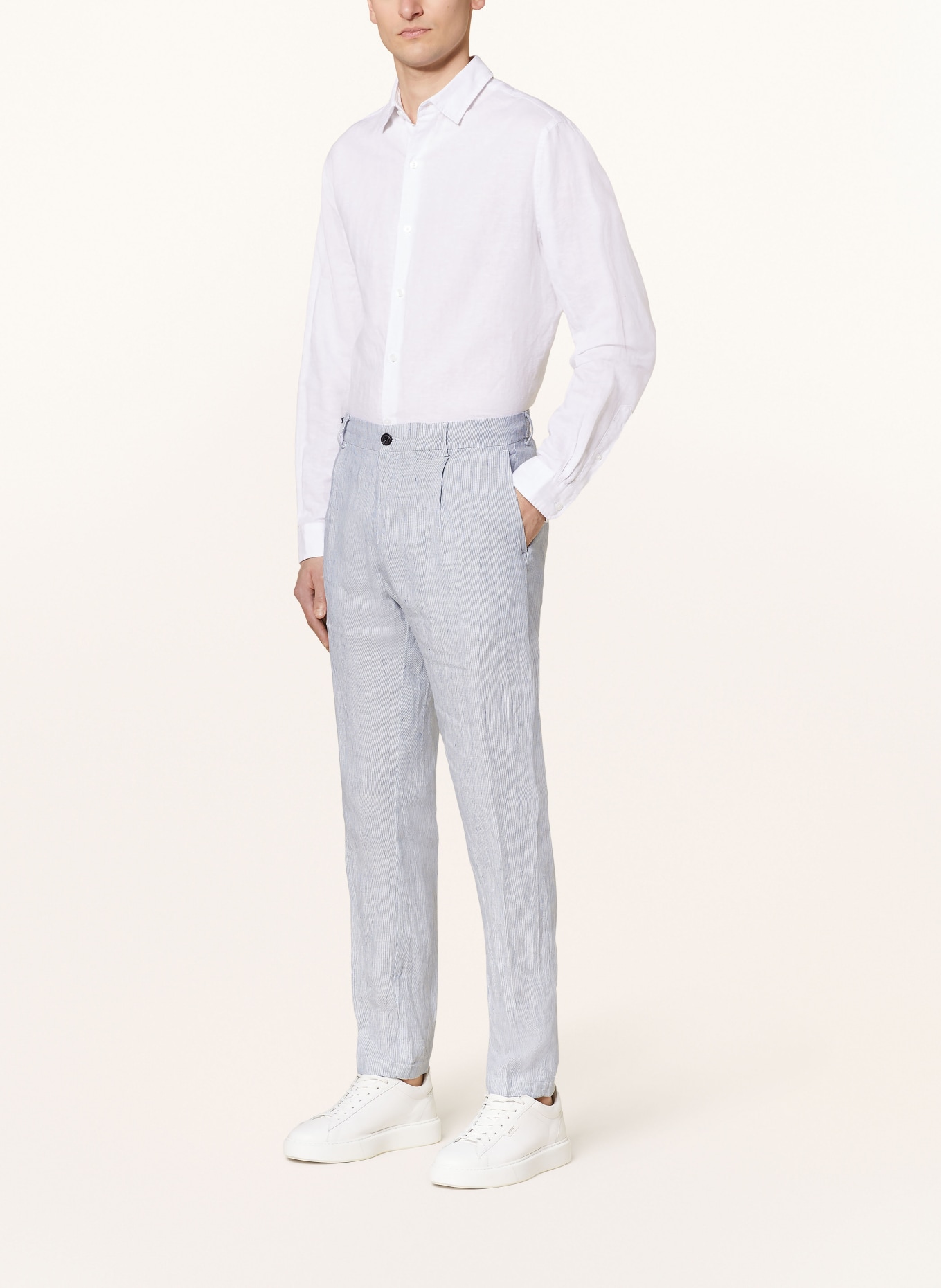 PAUL & SHARK Spodnie z lnu w stylu dresowym slim fit, Kolor: BIAŁY/ SZARONIEBIESKI (Obrazek 2)