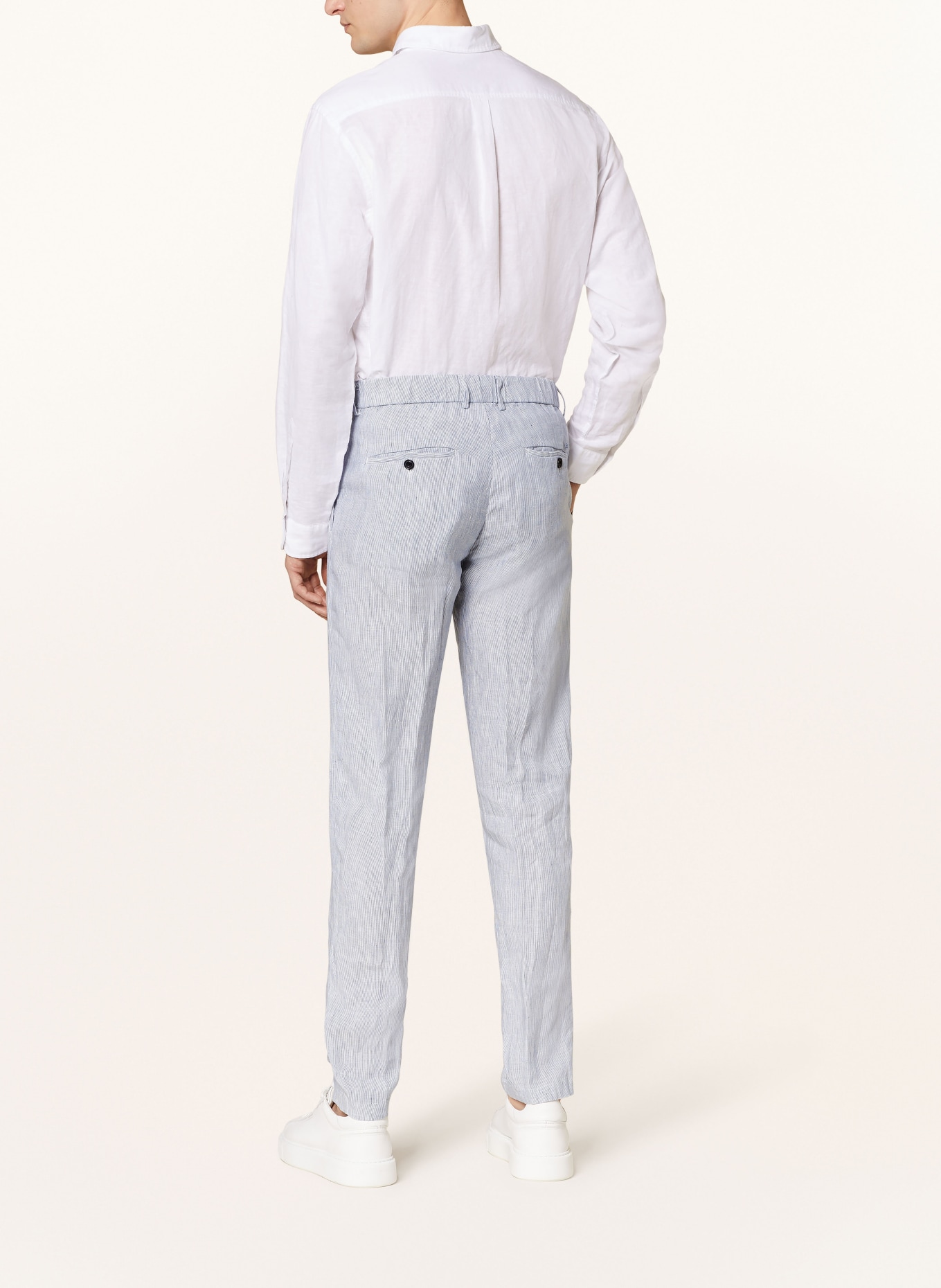 PAUL & SHARK Spodnie z lnu w stylu dresowym slim fit, Kolor: BIAŁY/ SZARONIEBIESKI (Obrazek 3)