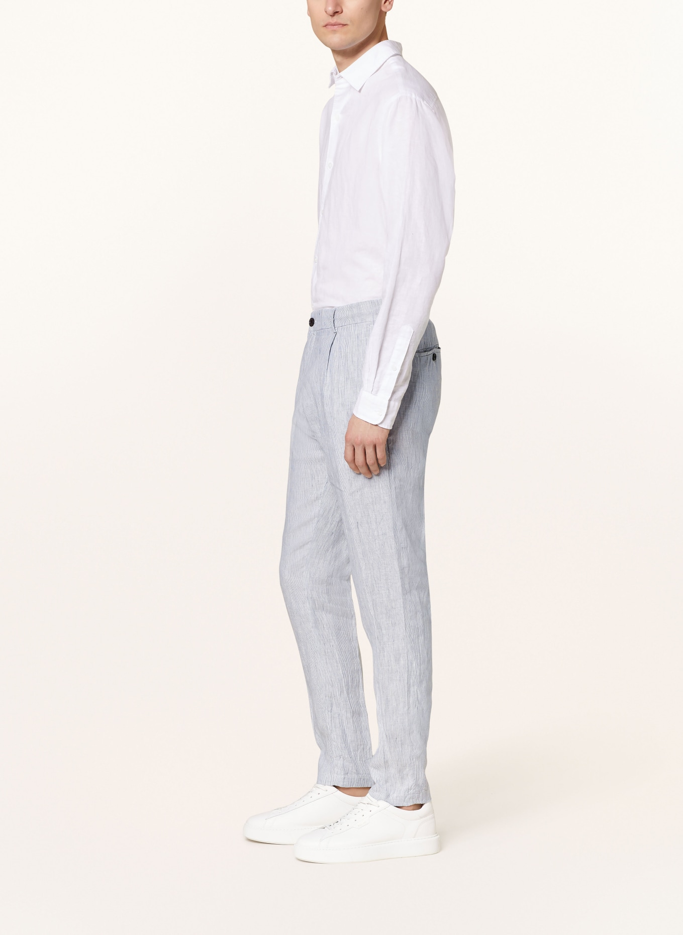 PAUL & SHARK Linen pants in jogger style slim fit, Color: WHITE/ BLUE GRAY (Image 4)
