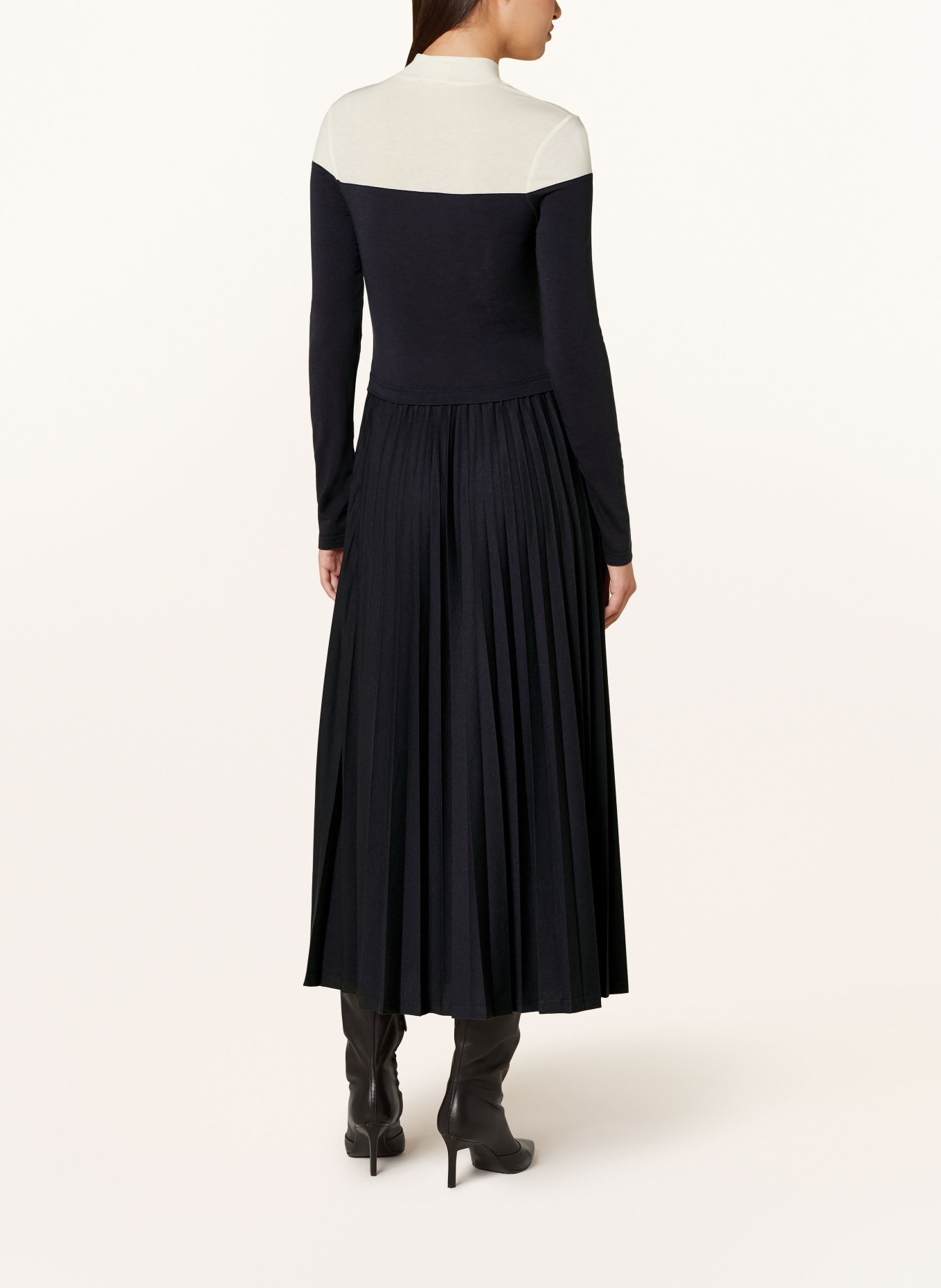 CLAUDIE PIERLOT Kleid mit Plissees, Farbe: DUNKELBLAU/ WEISS (Bild 3)