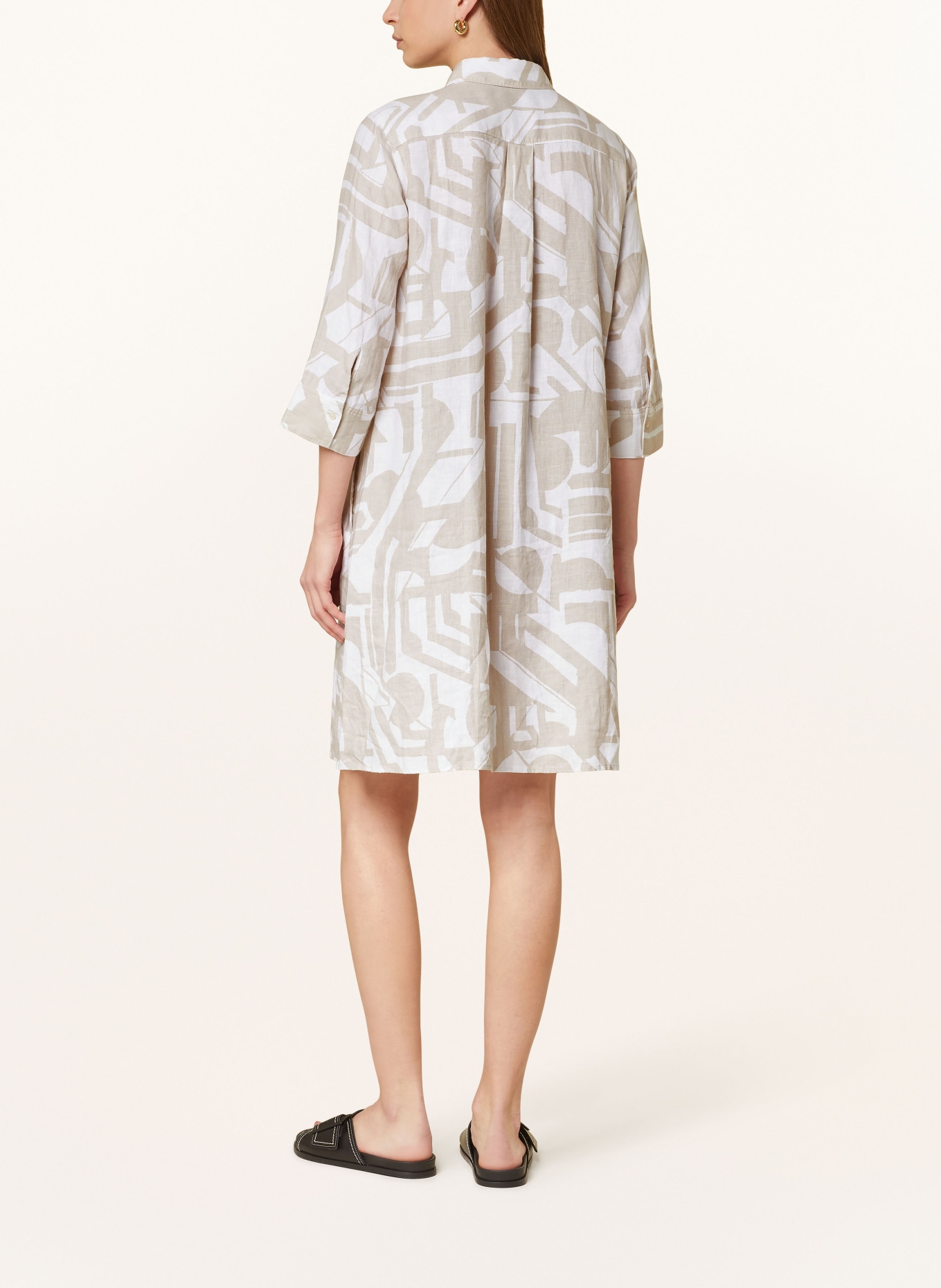 Marc O'Polo Shirt dress made of linen with 3/4 sleeves, Color: BEIGE/ WHITE (Image 3)