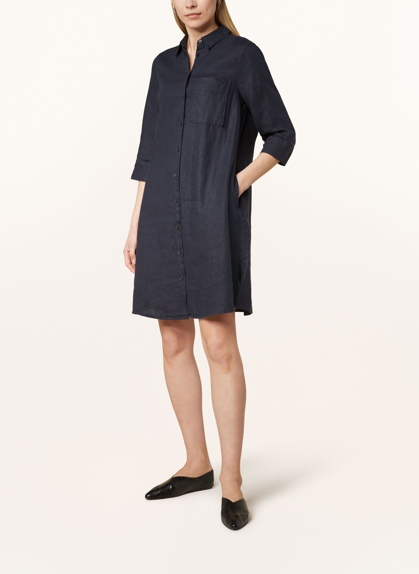 Marc O'Polo Linen dress with 3/4 sleeves, Color: DARK BLUE (Image 2)