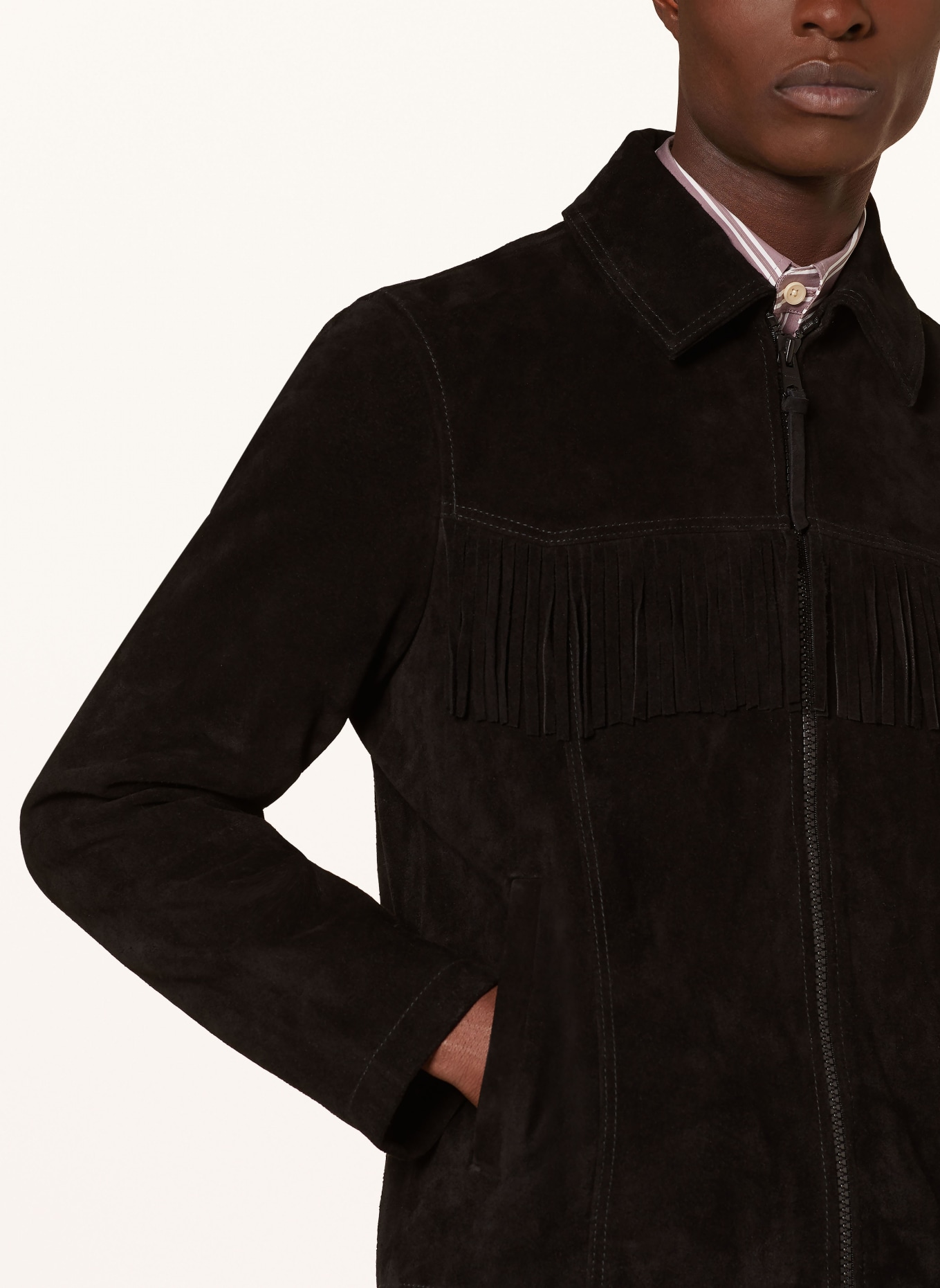 ALLSAINTS Leather jacket WARREN, Color: BLACK (Image 4)
