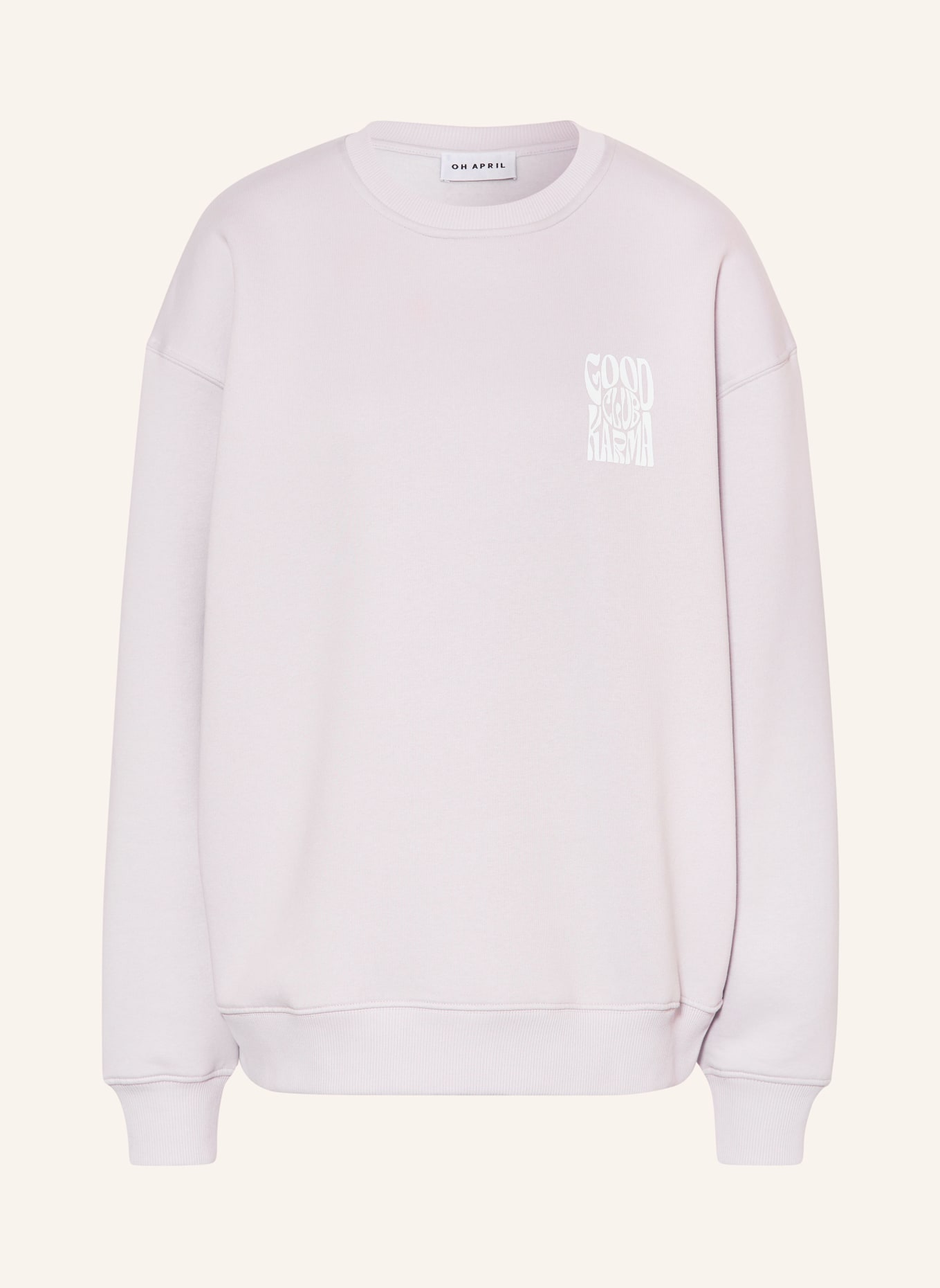 OH APRIL Oversized sweatshirt GOOD KARMA CLUB, Color: LIGHT PURPLE/ WHITE (Image 1)