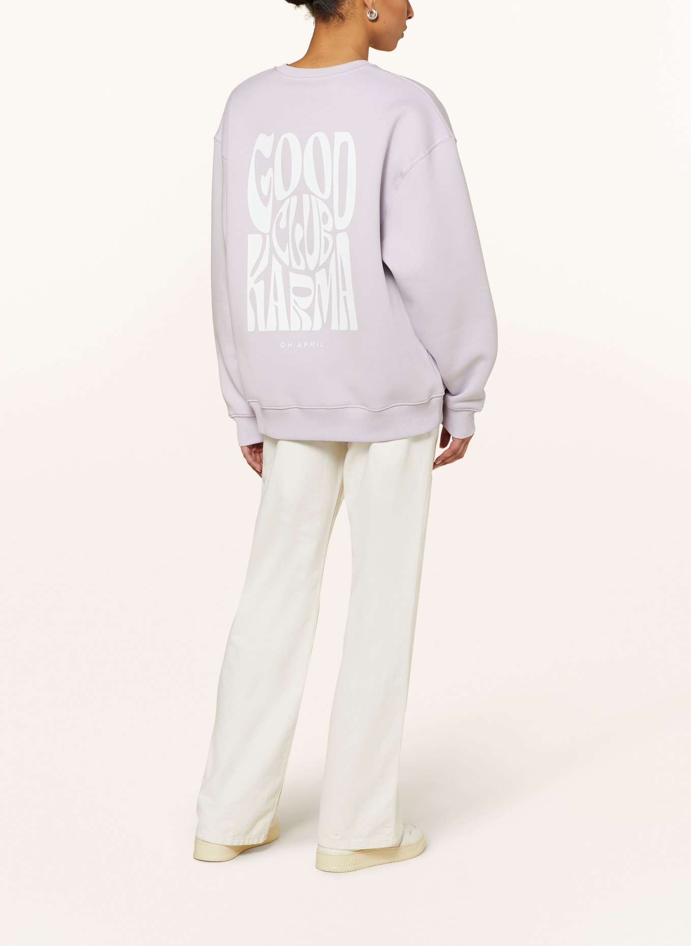 OH APRIL Oversized sweatshirt GOOD KARMA CLUB, Color: LIGHT PURPLE/ WHITE (Image 2)