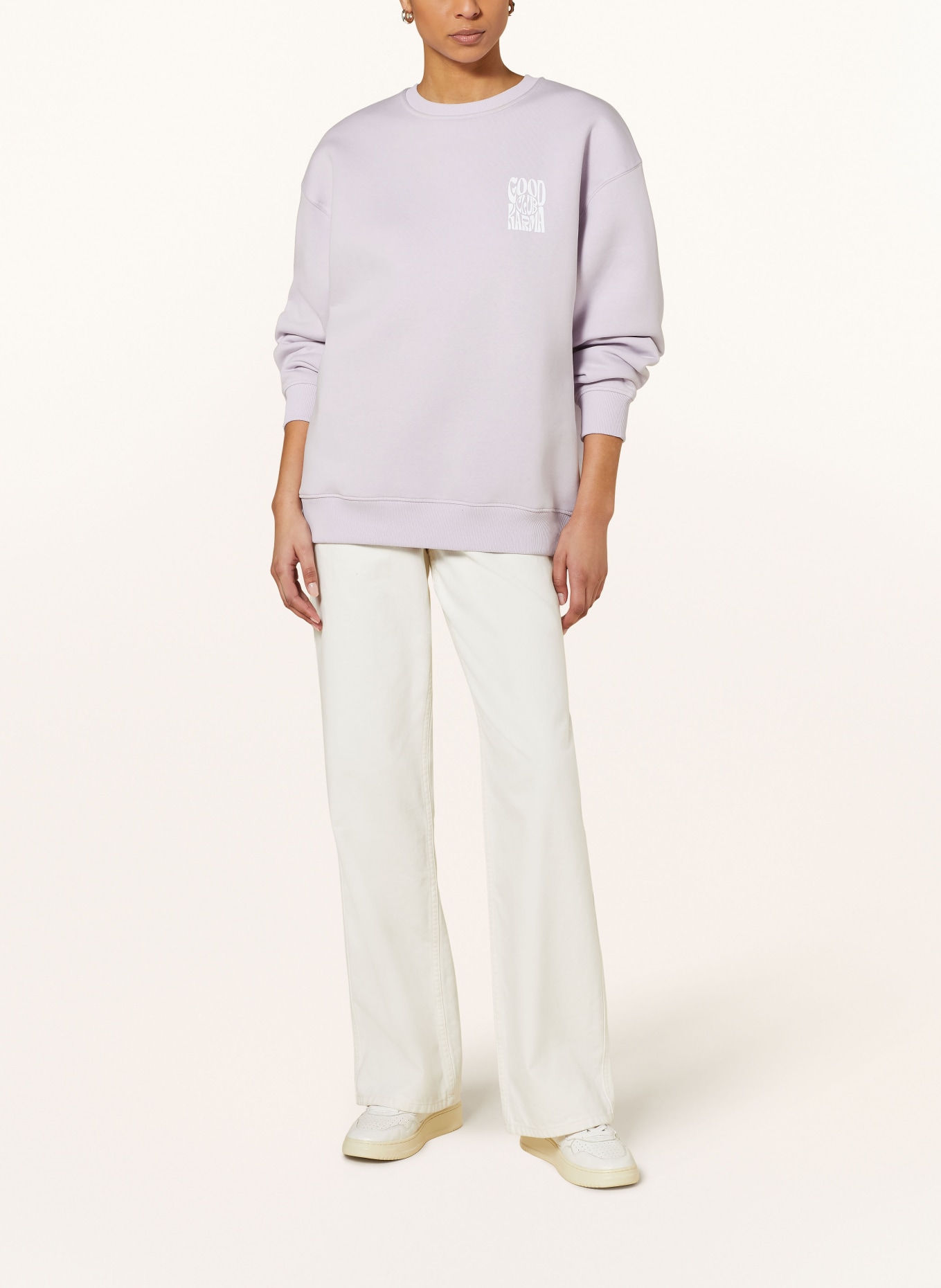 OH APRIL Oversized sweatshirt GOOD KARMA CLUB, Color: LIGHT PURPLE/ WHITE (Image 3)