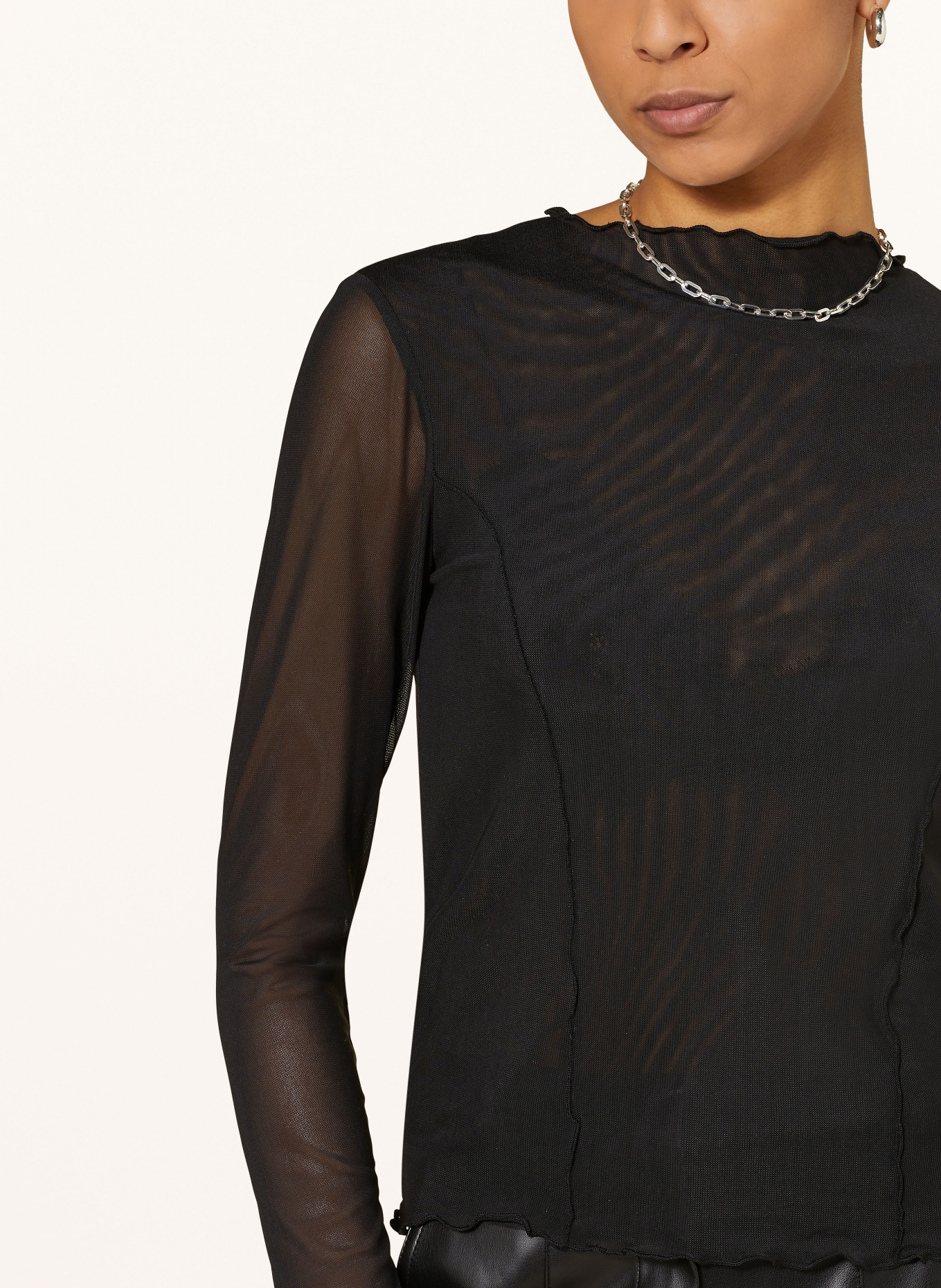 OH APRIL Long sleeve shirt MONIA in mesh, Color: BLACK (Image 4)