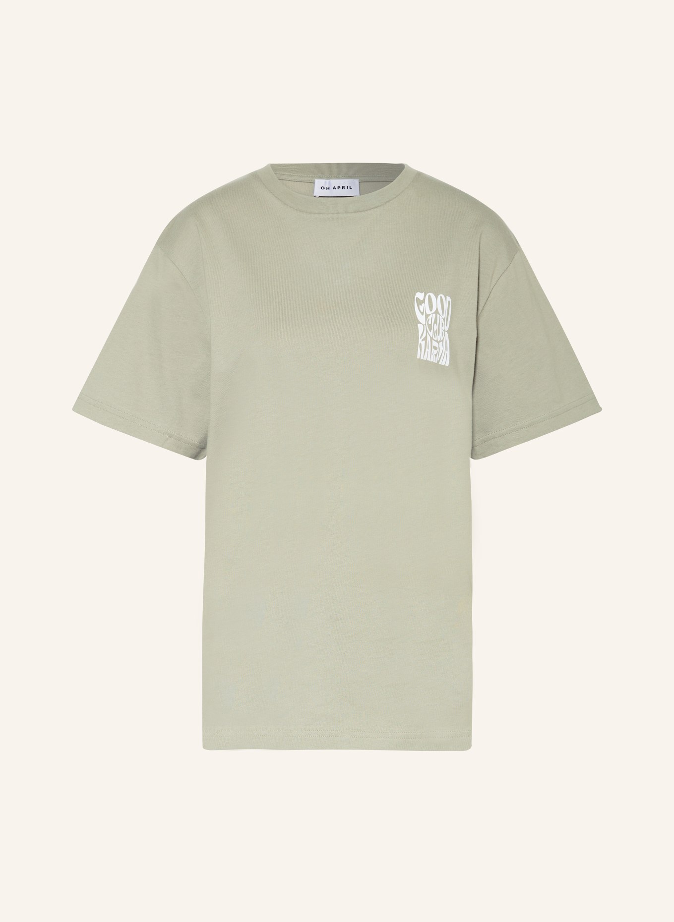 OH APRIL T-shirt BOYFRIEND, Color: OLIVE/ WHITE (Image 1)