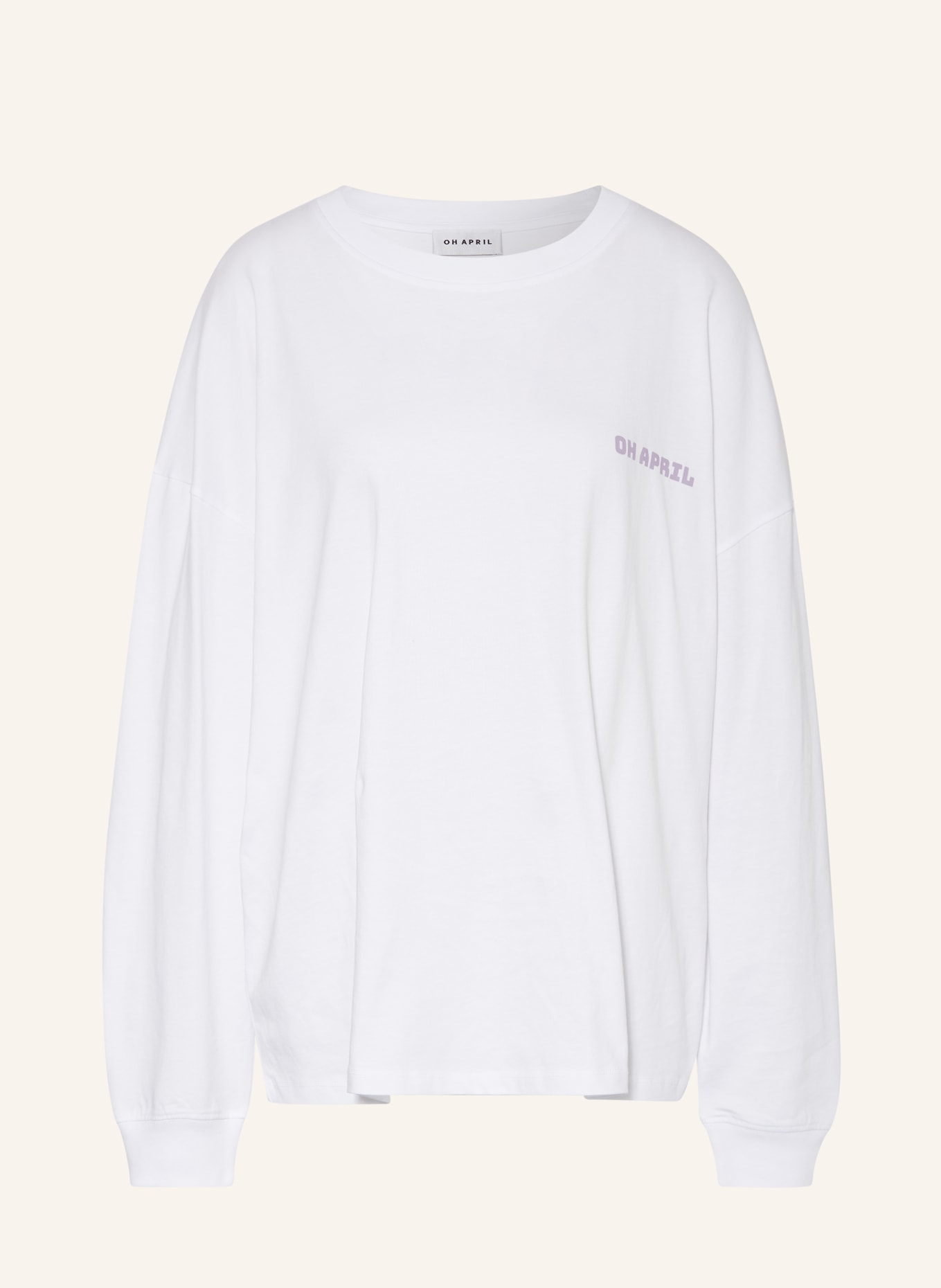 OH APRIL Oversized long sleeve shirt COSMIC LOVE, Color: WHITE/ PURPLE (Image 1)