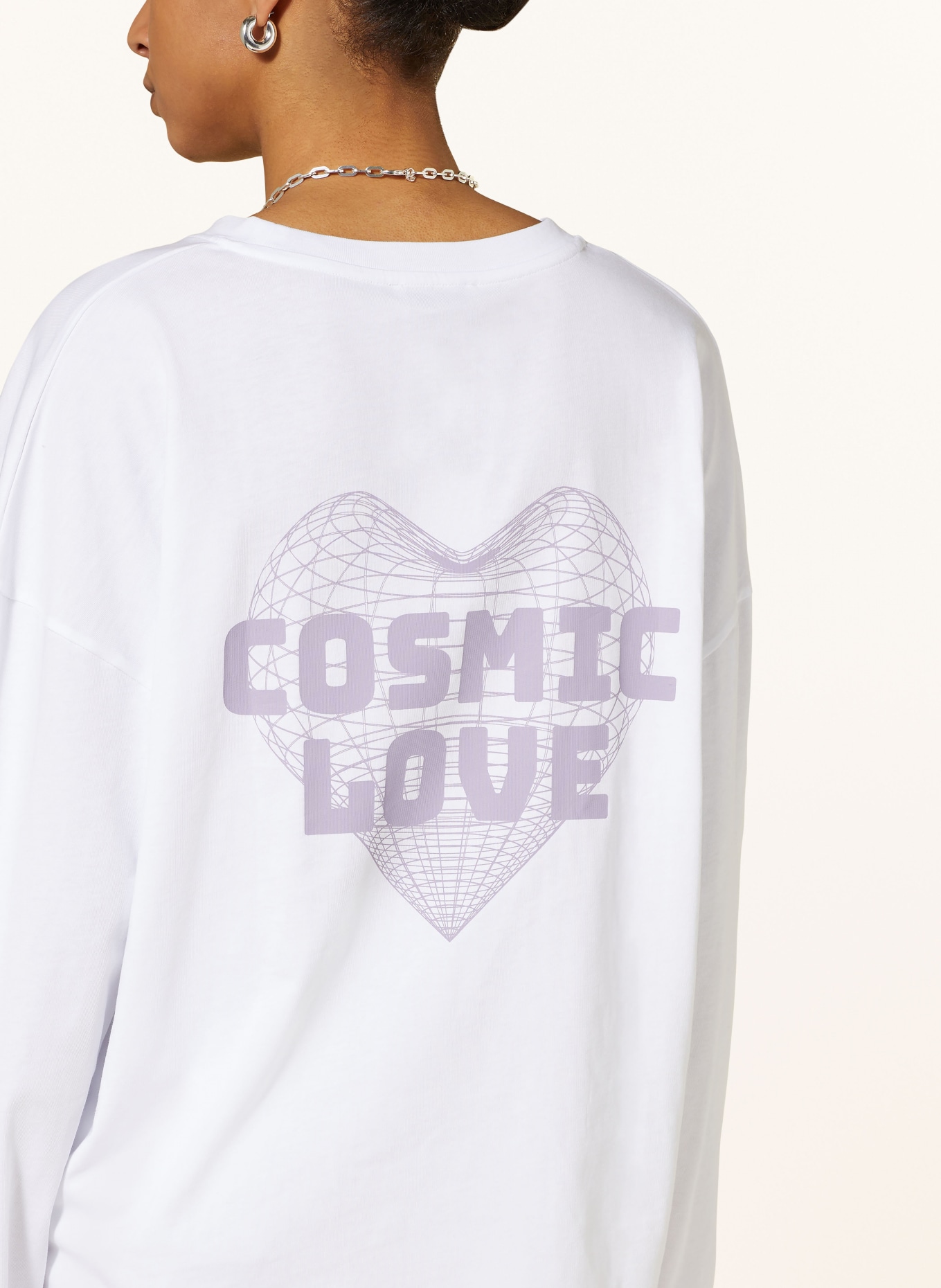 OH APRIL Oversized long sleeve shirt COSMIC LOVE, Color: WHITE/ PURPLE (Image 4)