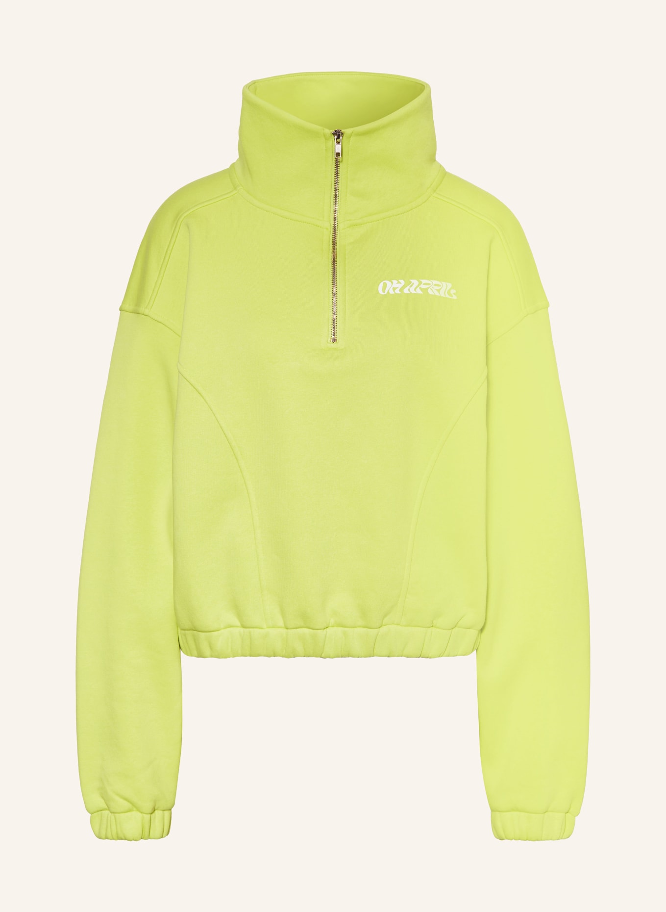 OH APRIL Sweatshirt fabric half-zip sweater EVIE, Color: LIME LIME (Image 1)