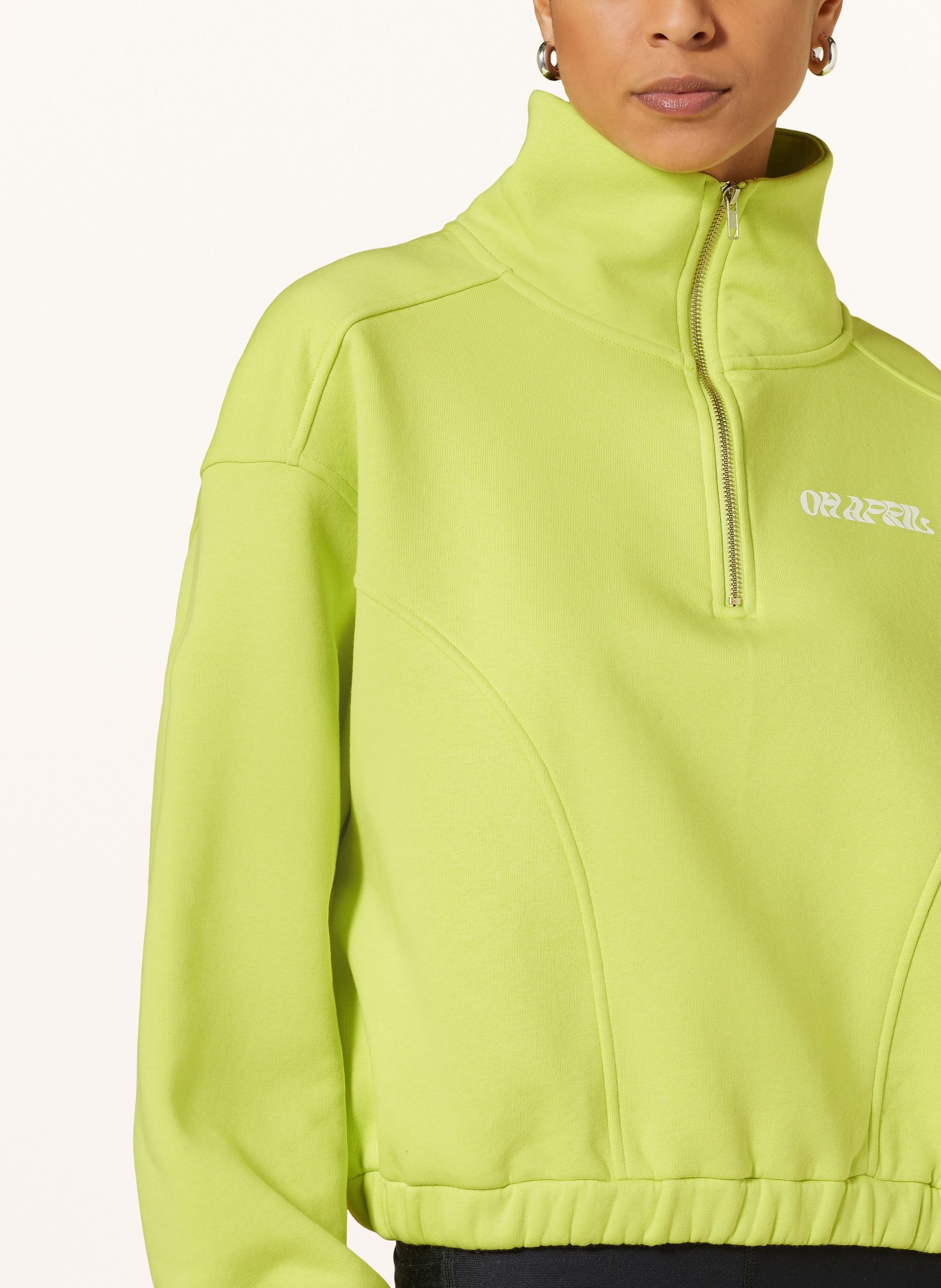 OH APRIL Sweatshirt fabric half-zip sweater EVIE, Color: LIME LIME (Image 4)
