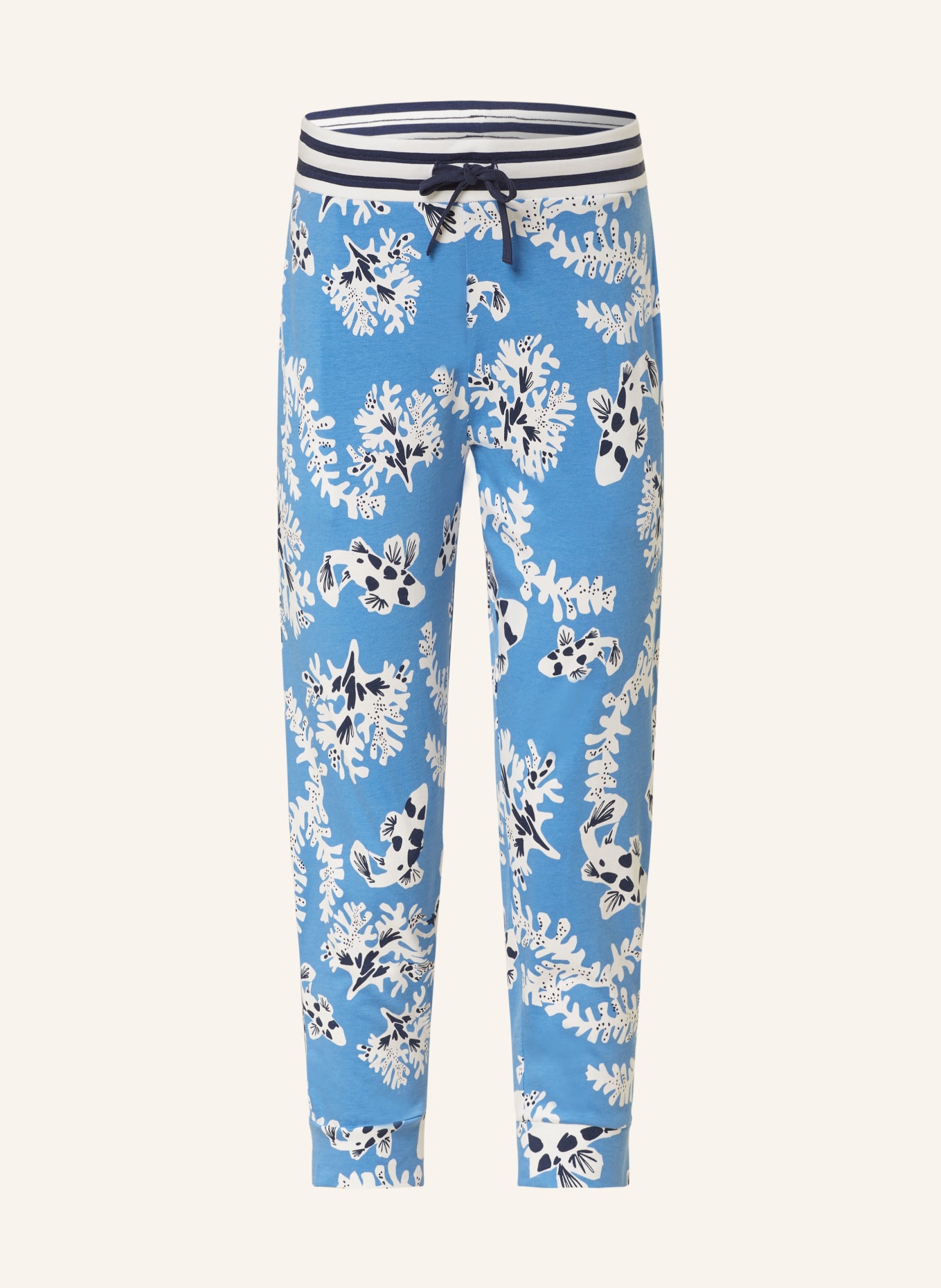 mey 3/4 pajama pants series LOLI, Color: BLUE/ WHITE/ BLACK (Image 1)