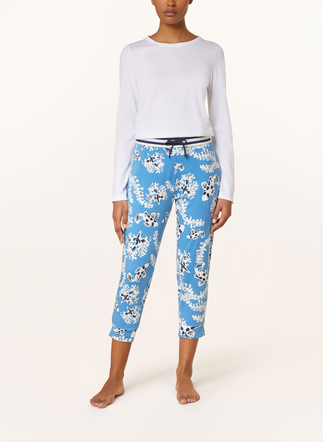 mey 3/4 pajama pants series LOLI, Color: BLUE/ WHITE/ BLACK (Image 2)