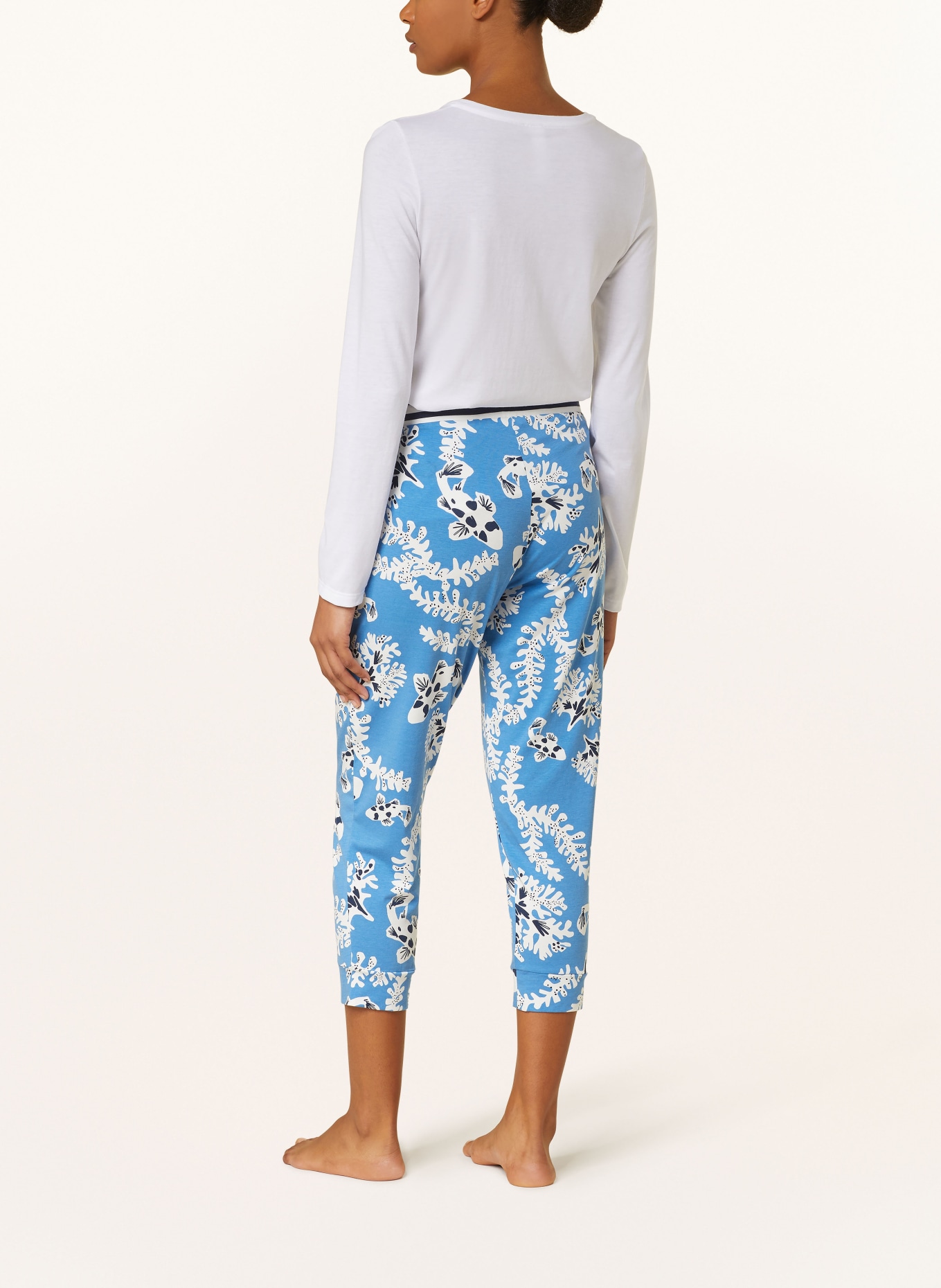 mey 3/4 pajama pants series LOLI, Color: BLUE/ WHITE/ BLACK (Image 3)