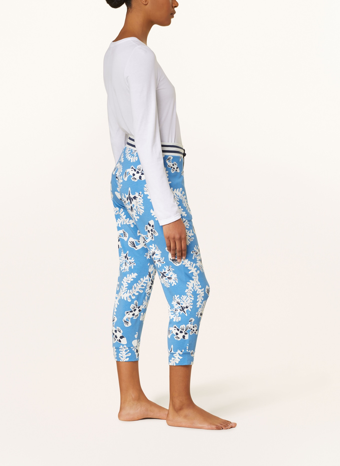 mey 3/4 pajama pants series LOLI, Color: BLUE/ WHITE/ BLACK (Image 4)