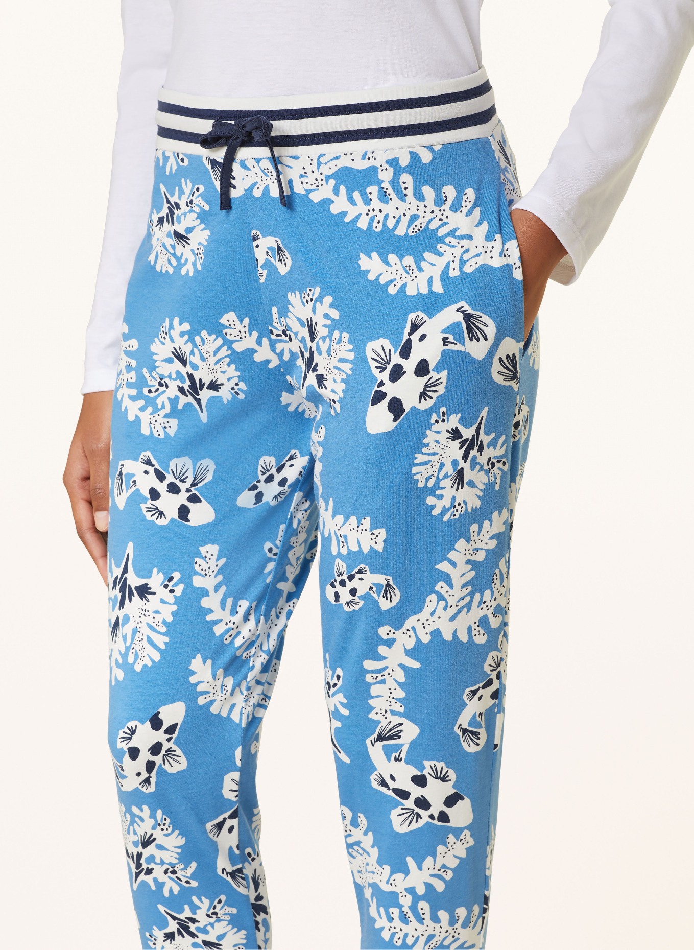 mey 3/4 pajama pants series LOLI, Color: BLUE/ WHITE/ BLACK (Image 5)
