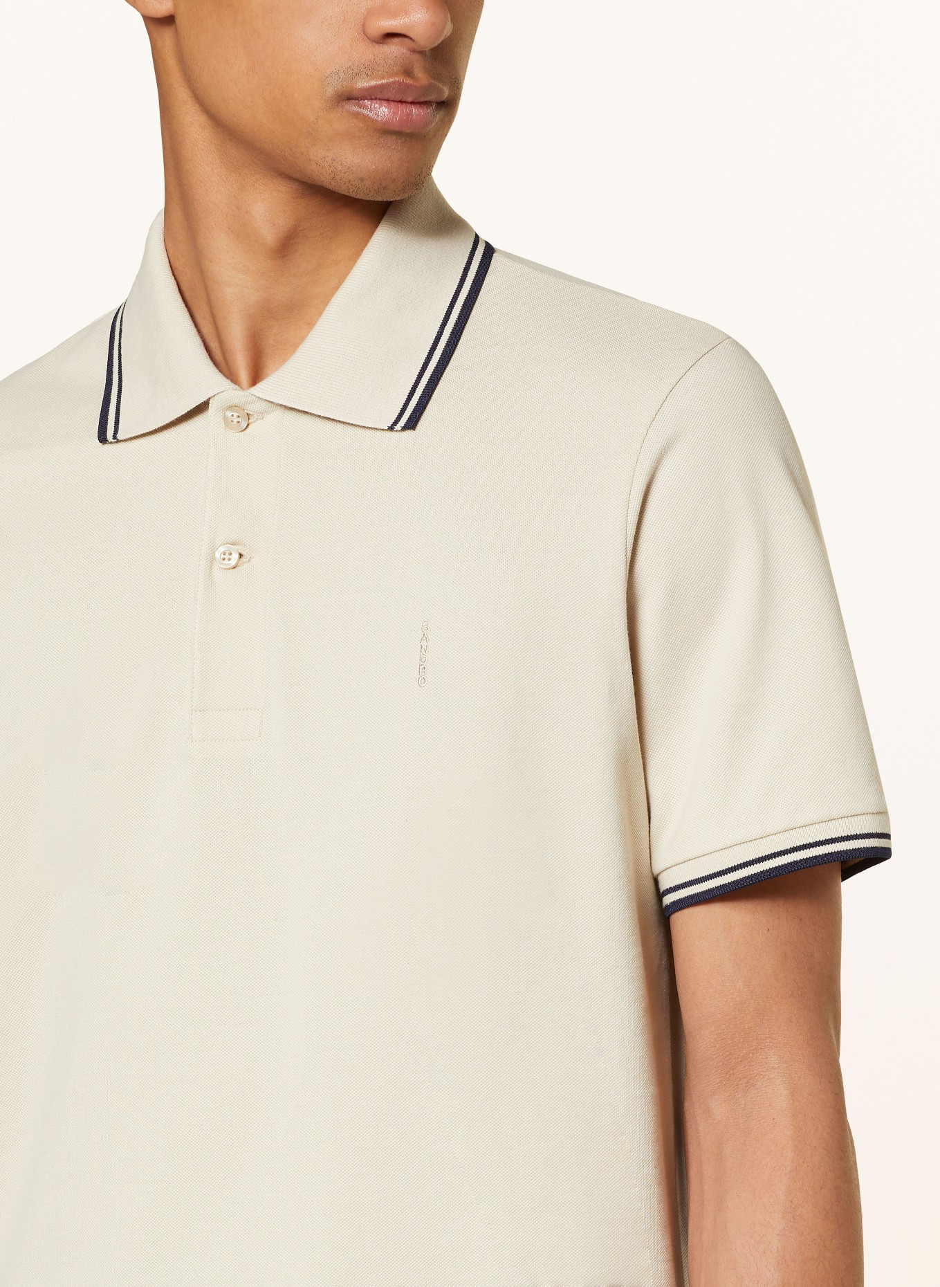 SANDRO Piqué-Poloshirt Slim Fit, Farbe: BEIGE (Bild 4)