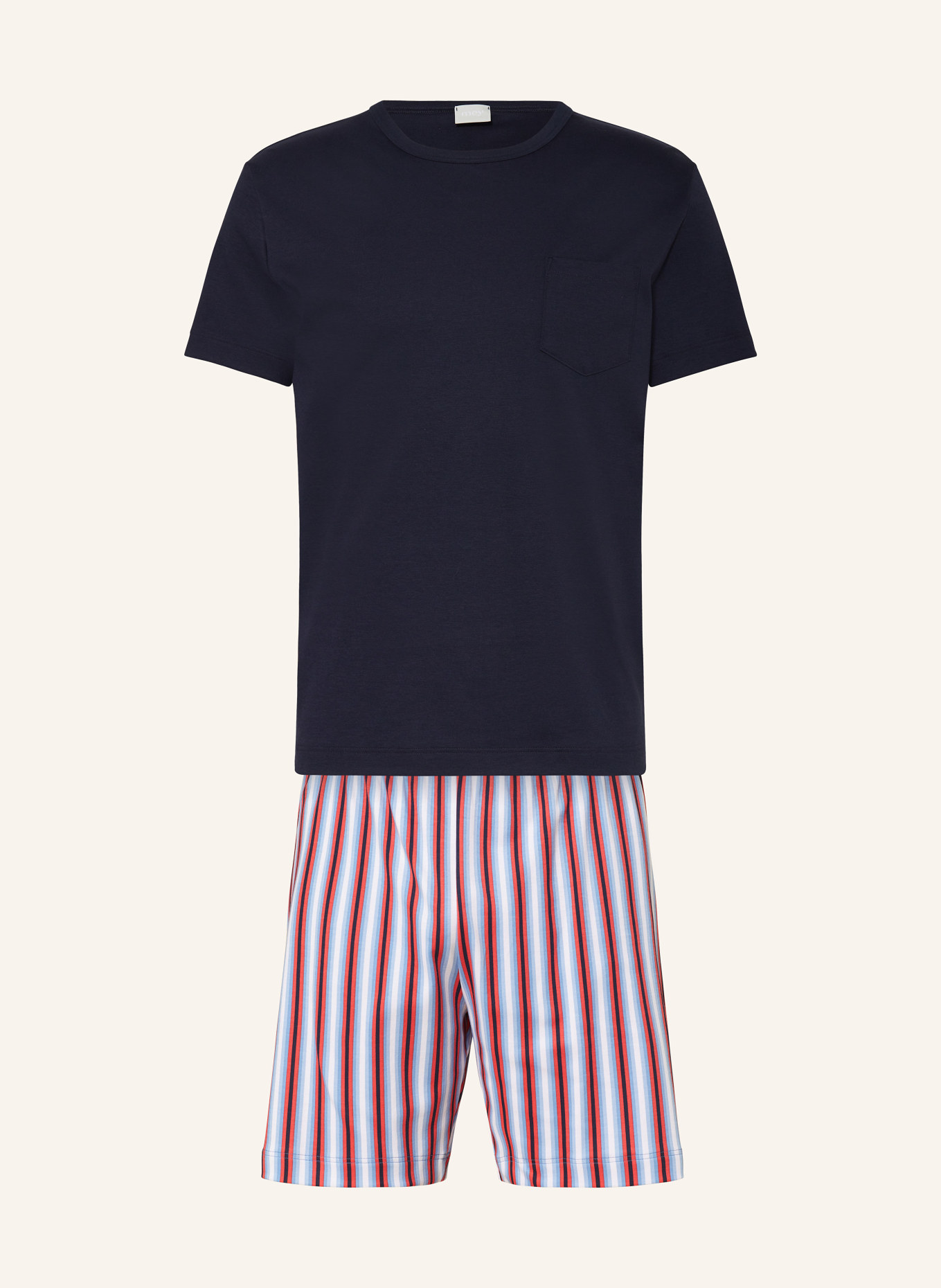 mey Shorty pajamas series GRADIENT STRIPES, Color: DARK BLUE/ LIGHT BLUE/ RED (Image 1)