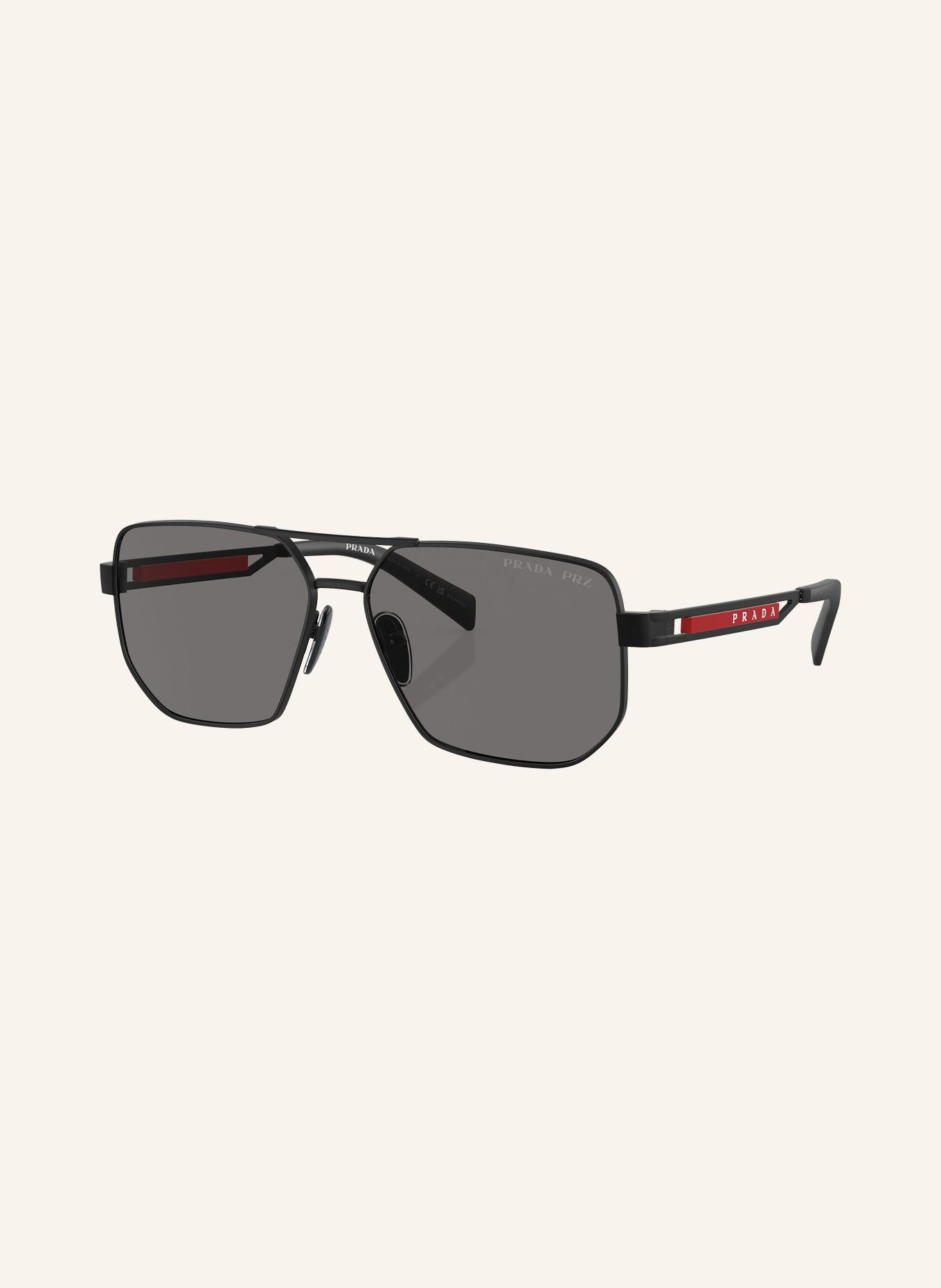 PRADA LINEA ROSSA Sunglasses PS 51ZS, Color: 1BO02G - BLACK/ DARK GRAY (Image 1)