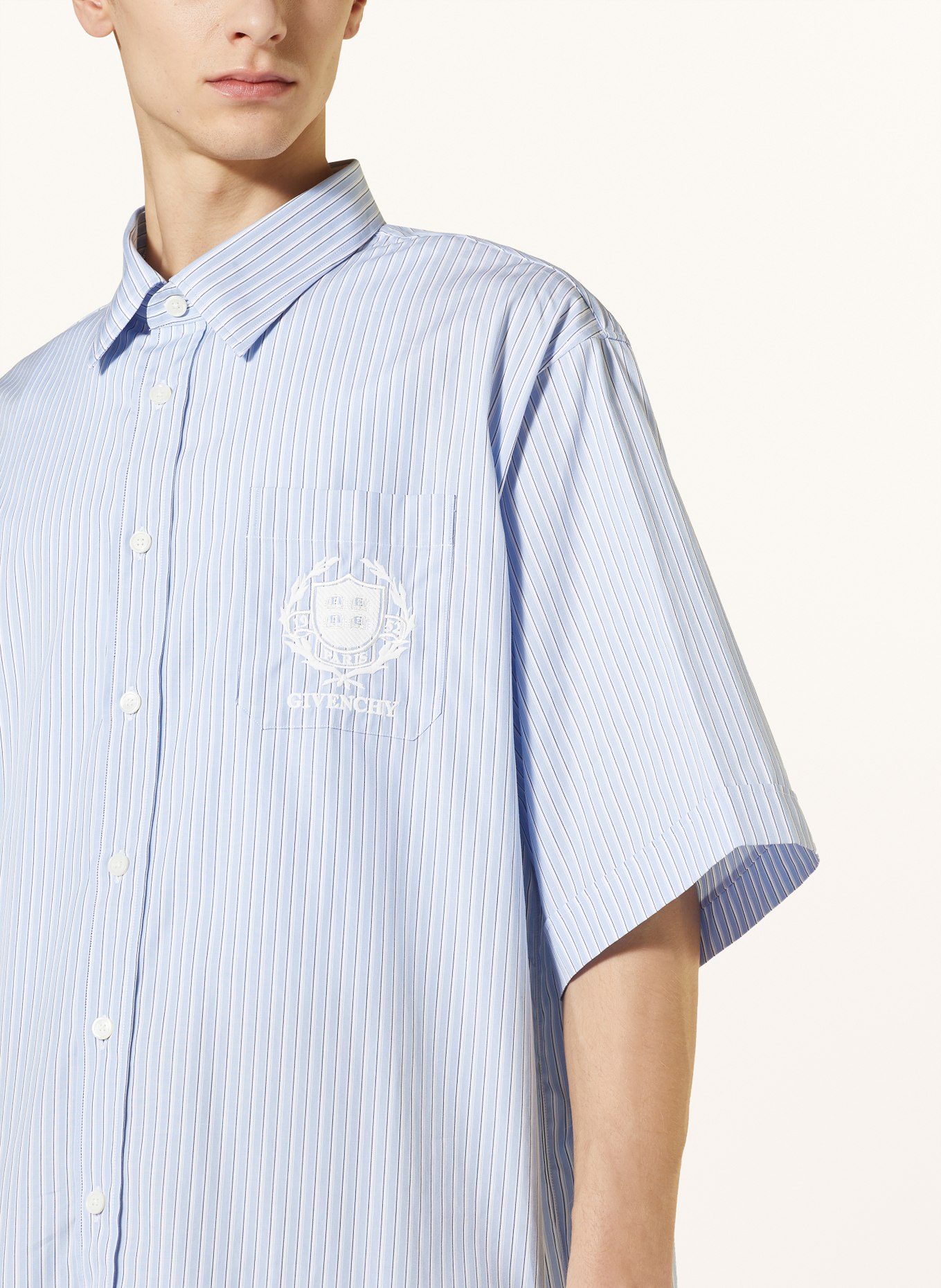 GIVENCHY Short sleeve shirt comfort fit, Color: LIGHT BLUE/ WHITE (Image 4)