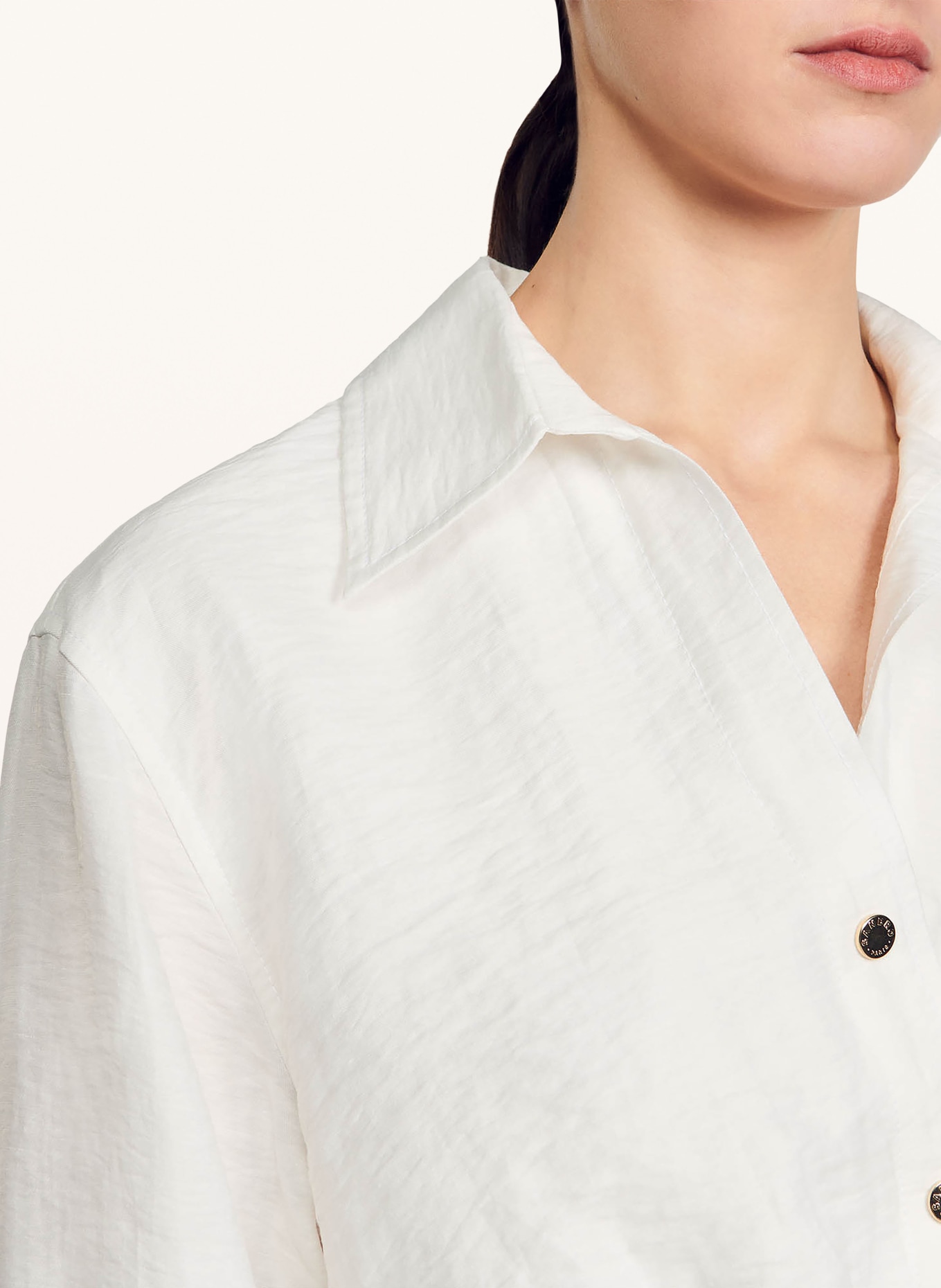 SANDRO Cropped-Hemdbluse mit Leinen, Farbe: ECRU (Bild 4)