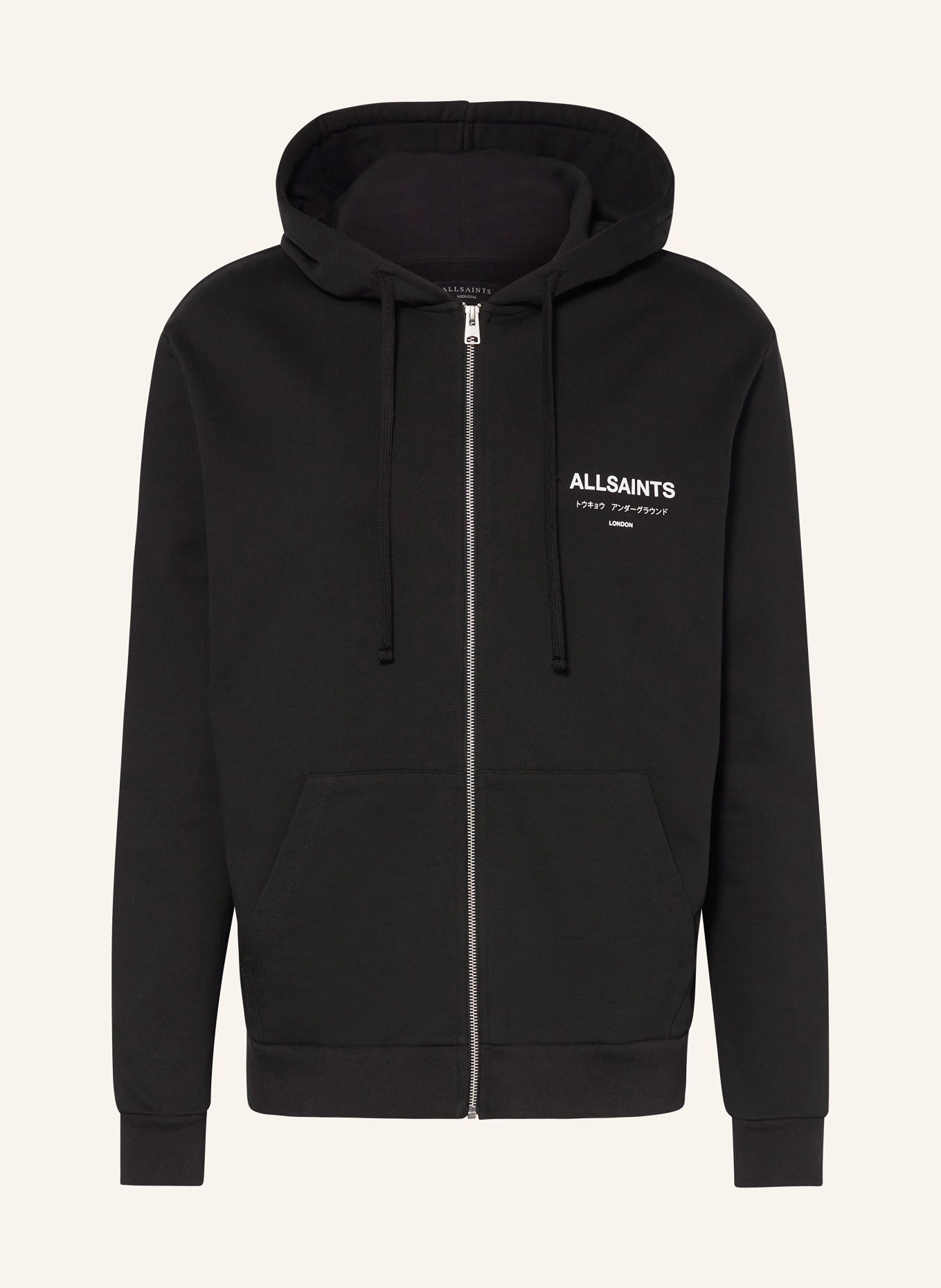 ALLSAINTS Sweat jacket UNDERGROUND, Color: BLACK/ WHITE (Image 1)