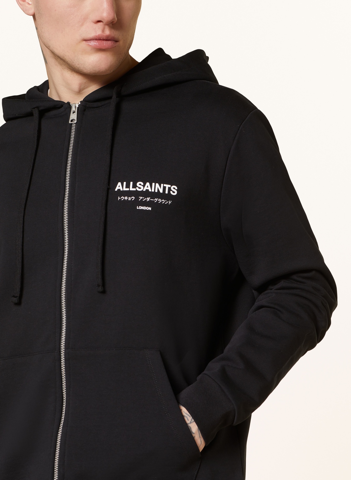 ALLSAINTS Sweat jacket UNDERGROUND, Color: BLACK/ WHITE (Image 5)
