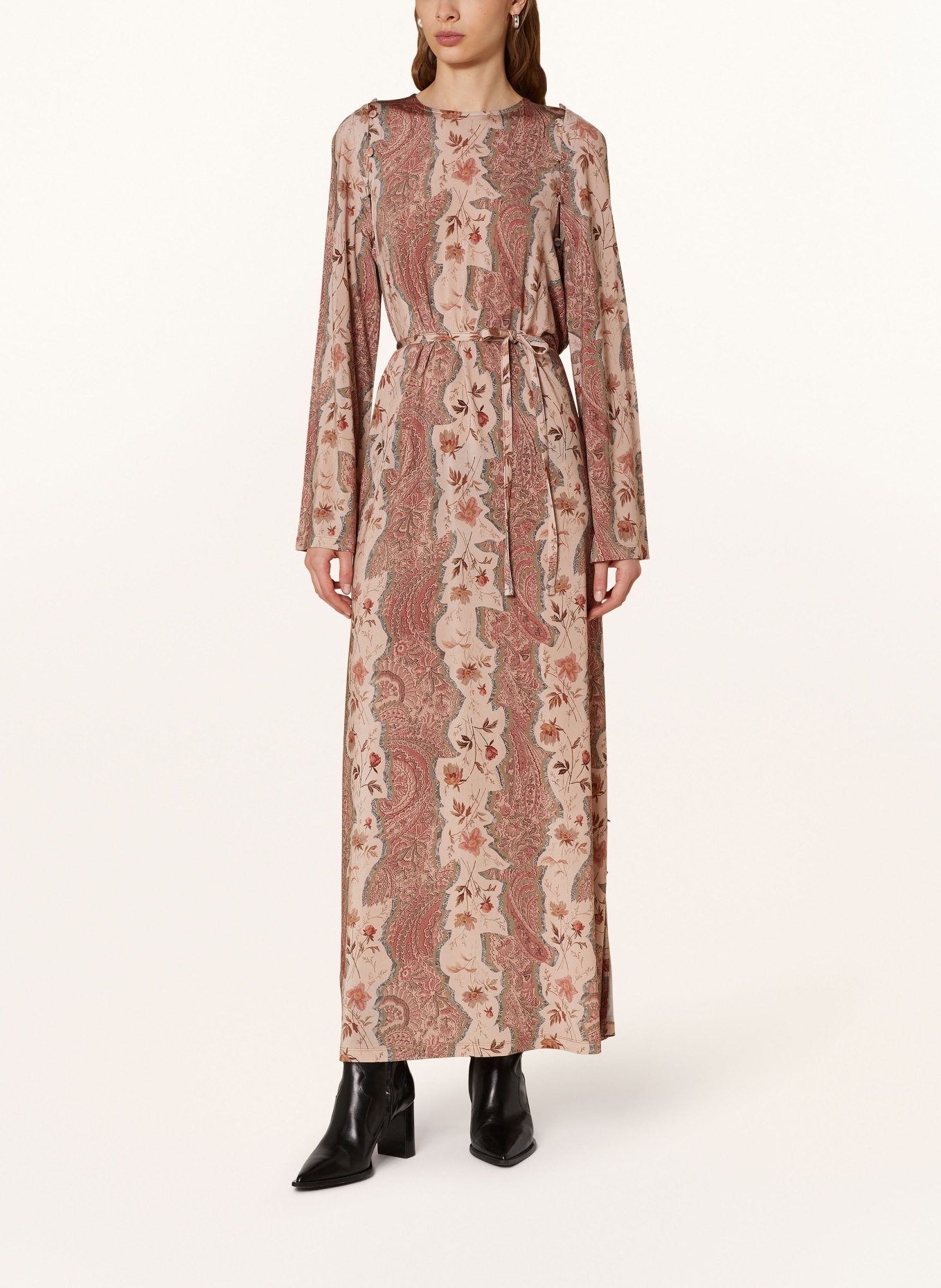 ALLSAINTS Kleid SUSANNAH CASCADE mit abnehmbaren Ärmeln, Farbe: HELLGRÜN/ ALTROSA/ CREME (Bild 2)