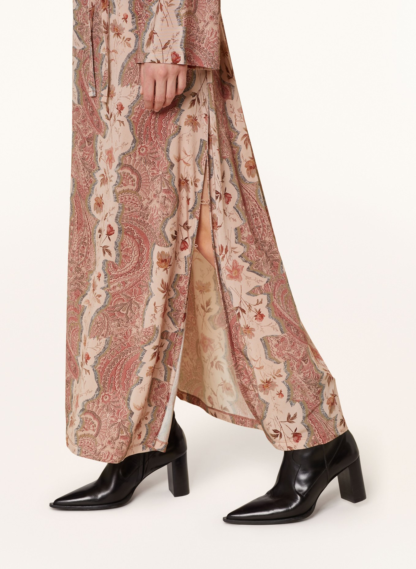 ALLSAINTS Kleid SUSANNAH CASCADE mit abnehmbaren Ärmeln, Farbe: HELLGRÜN/ ALTROSA/ CREME (Bild 5)