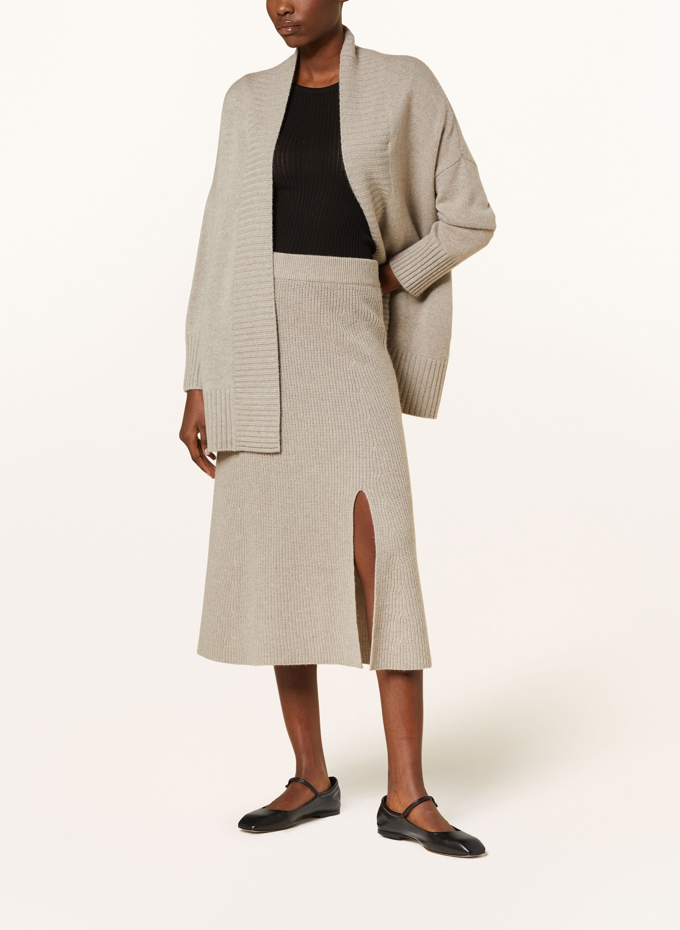 (THE MERCER) N.Y. Knit skirt in cashmere, Color: TAUPE (Image 2)