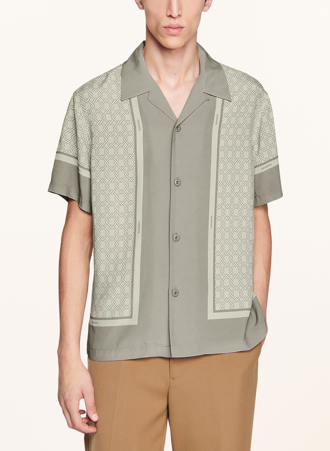 SANDRO Koszula z klapami regular fit, Kolor: ECRU/ JASNOCZARY (Obrazek 4)