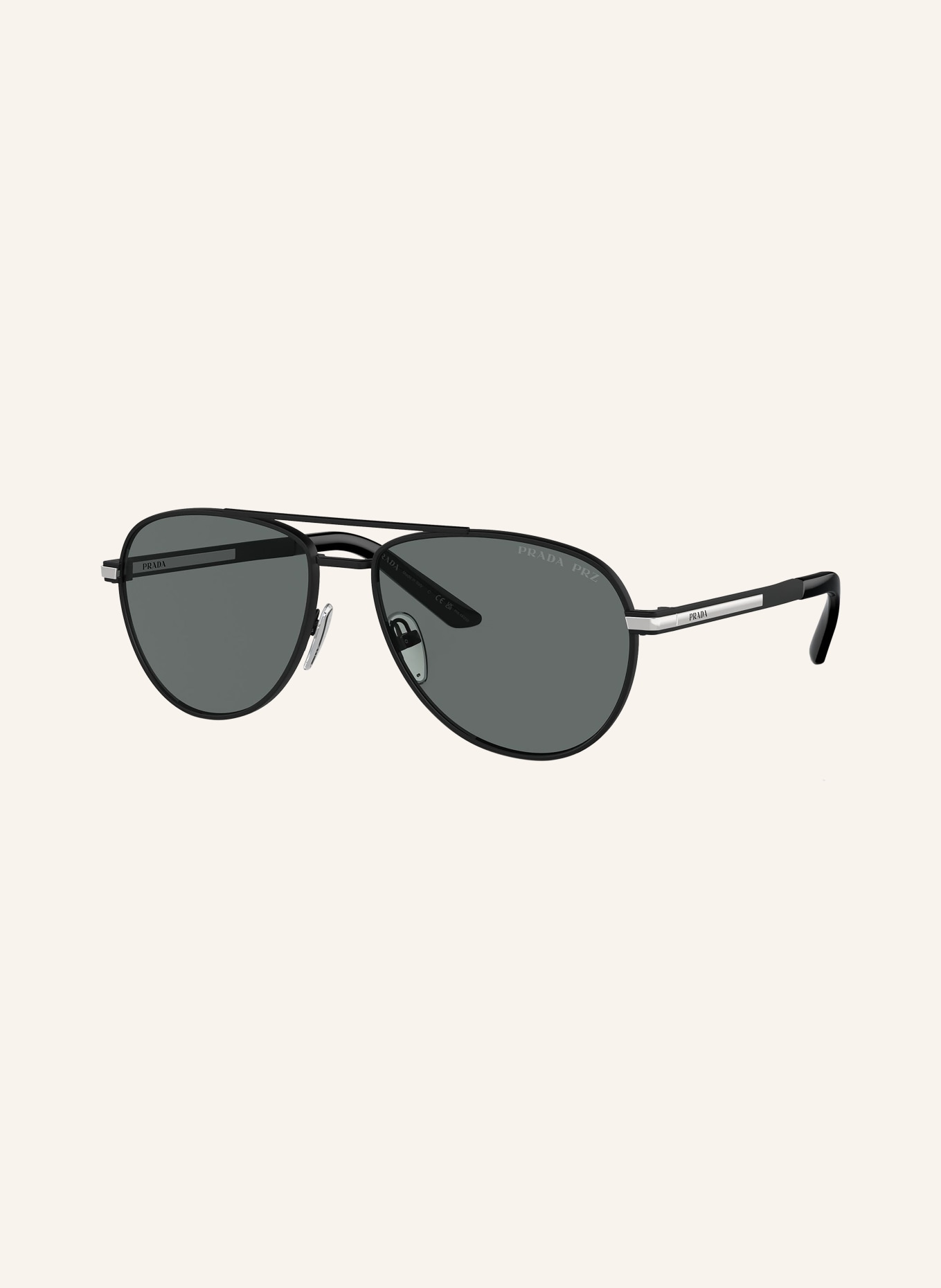 PRADA Sunglasses PR A54S, Color: 1BO5Z1 - MATTE BLACK/ GRAY POLARIZED (Image 1)