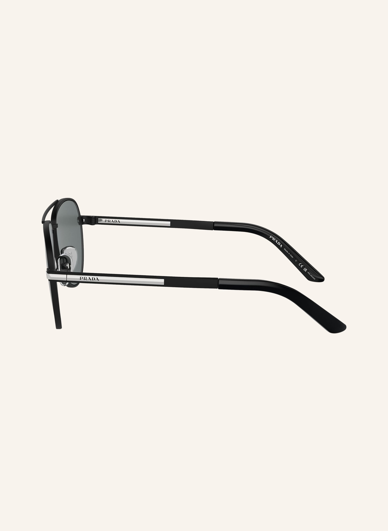 PRADA Sunglasses PR A54S, Color: 1BO5Z1 - MATTE BLACK/ GRAY POLARIZED (Image 3)
