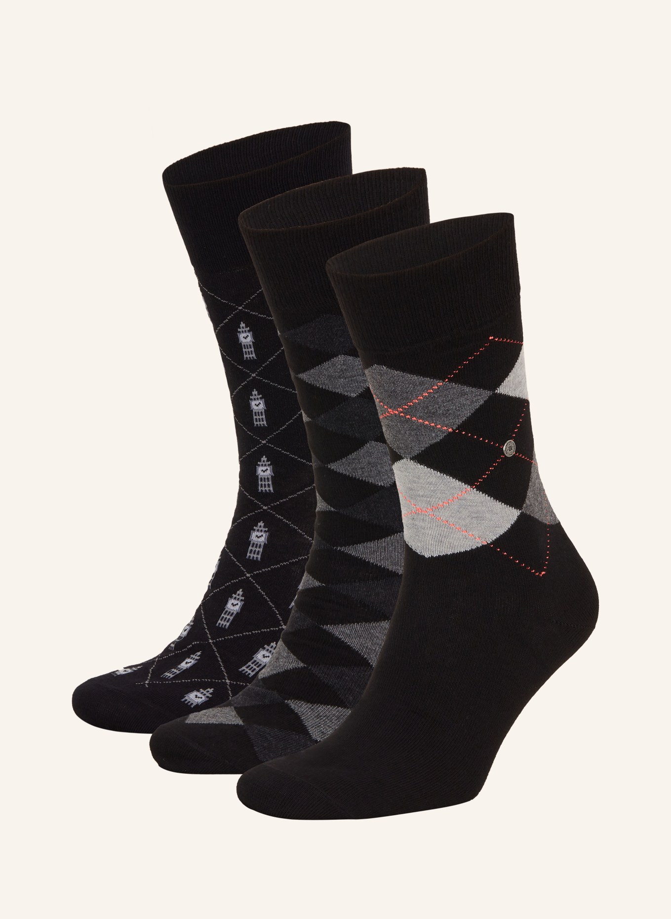 Burlington Ponožky BRITISH BOX, 3 páry v dárkovém balení, Barva: 0010 SORTIMENT (Obrázek 1)