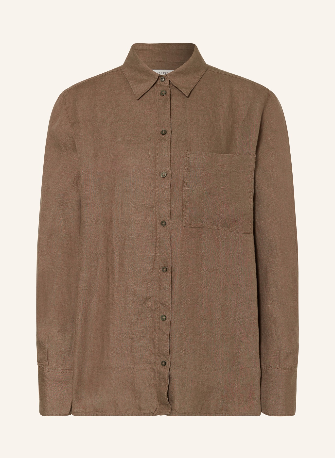 Marc O'Polo Shirt blouse made of linen, Color: BROWN (Image 1)