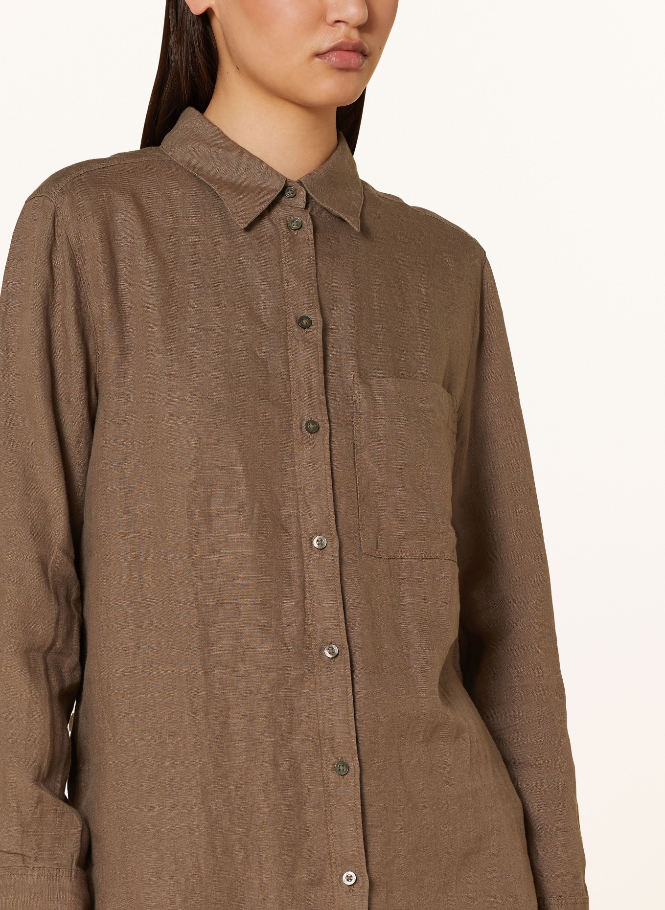 Marc O'Polo Shirt blouse made of linen, Color: BROWN (Image 4)