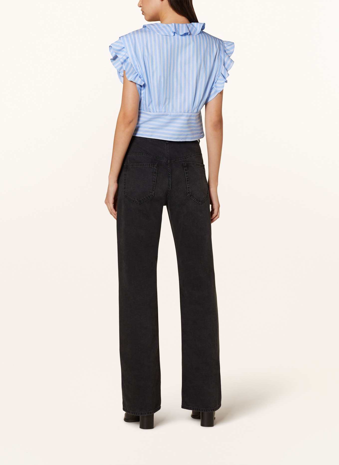 SANDRO Cropped-Bluse, Farbe: HELLBLAU/ WEISS (Bild 3)
