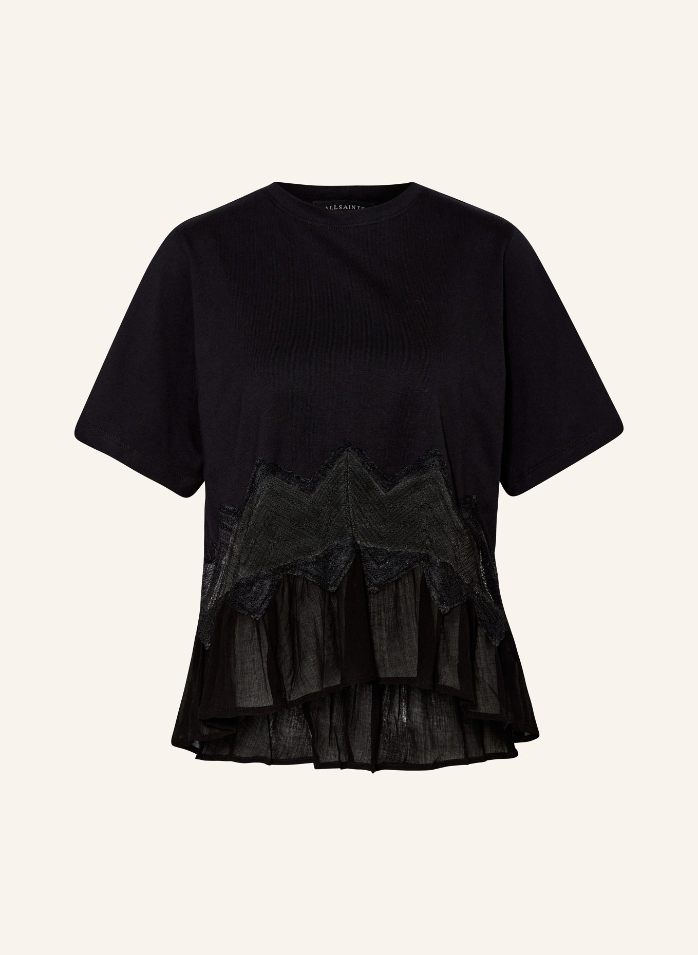 ALLSAINTS T-shirt GRACIE in mixed materials, Color: BLACK (Image 1)