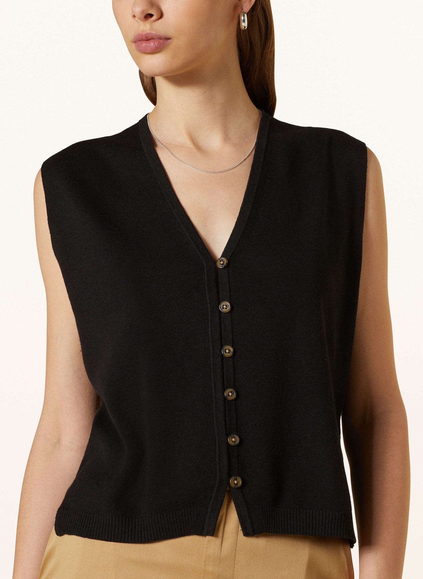WHISTLES Knit vest BAILEY, Color: BLACK (Image 4)