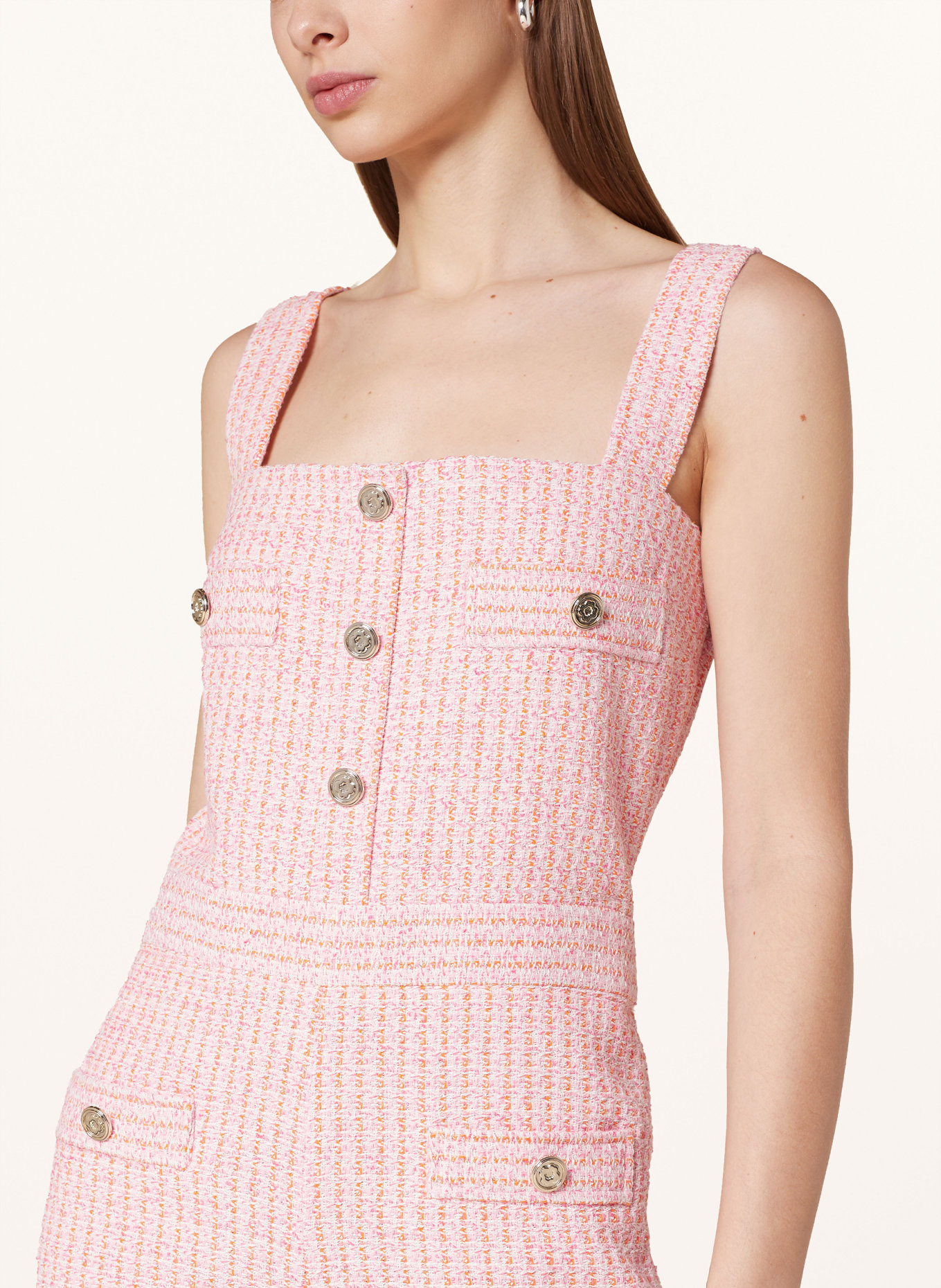 maje Tweed-Jumpsuit mit Glitzergarn, Farbe: PINK/ ORANGE (Bild 4)