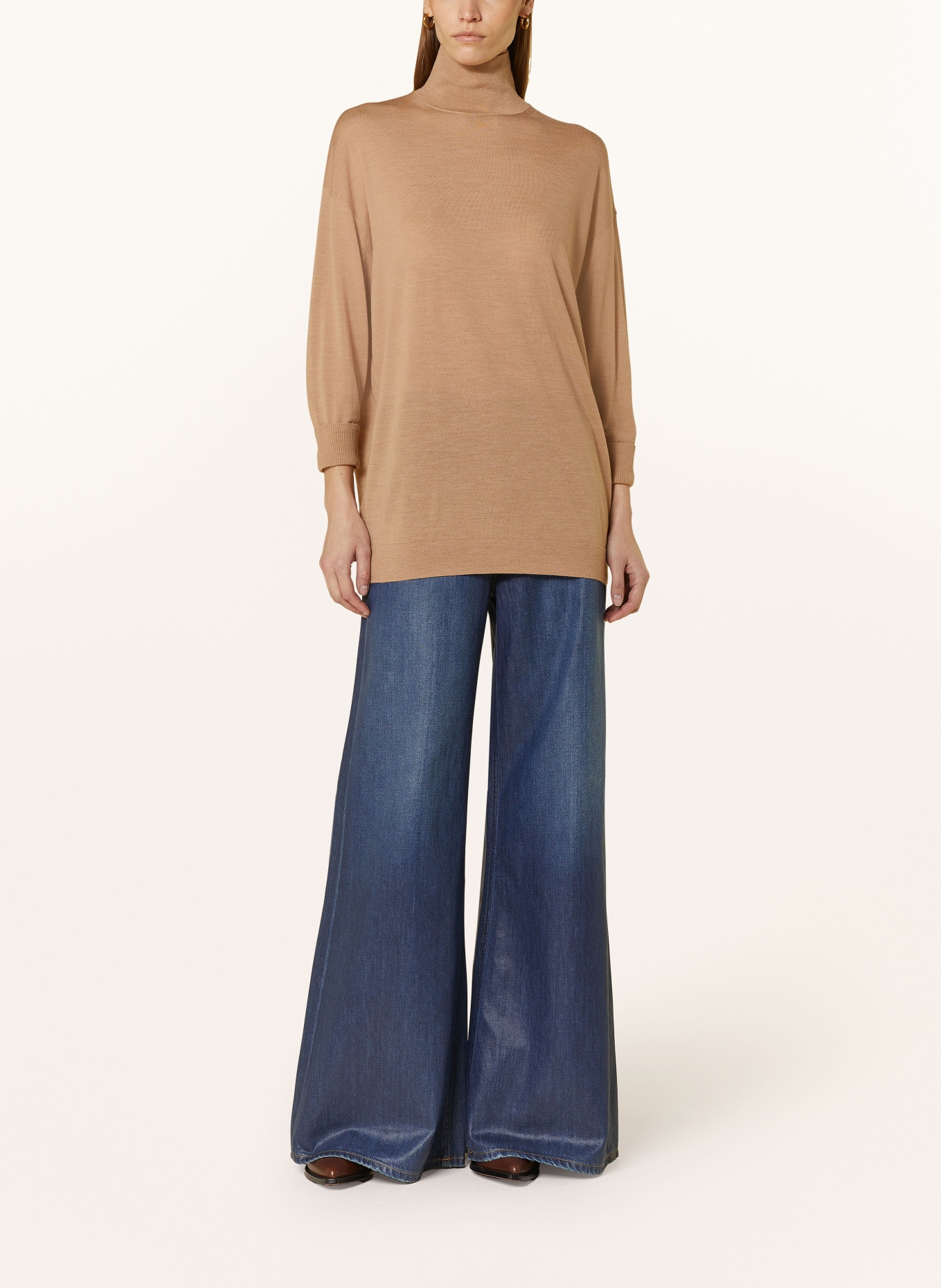 DOROTHEE SCHUMACHER Pullover SHIMMERING MERINO aus Merinowolle mit 3/4-Arm, Farbe: CAMEL (Bild 2)