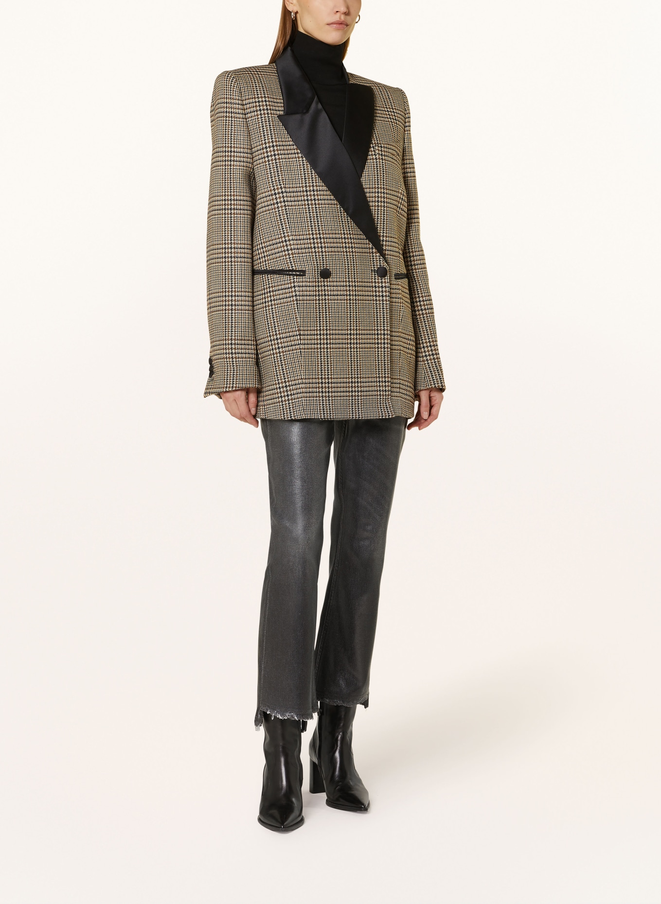 DOROTHEE SCHUMACHER Blezer oversize GRAPHIC ELEGANCE: BEŻOWY / BRĄZOWY / CIEMNOBRĄZOWY