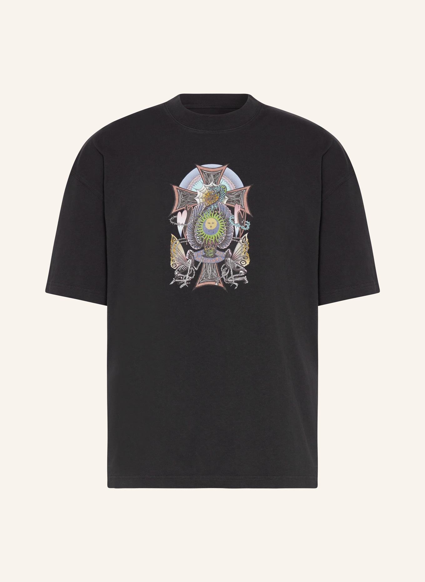ALLSAINTS T-Shirt FREESPIRIT, Farbe: SCHWARZ/ HELLBLAU/ BRAUN (Bild 1)