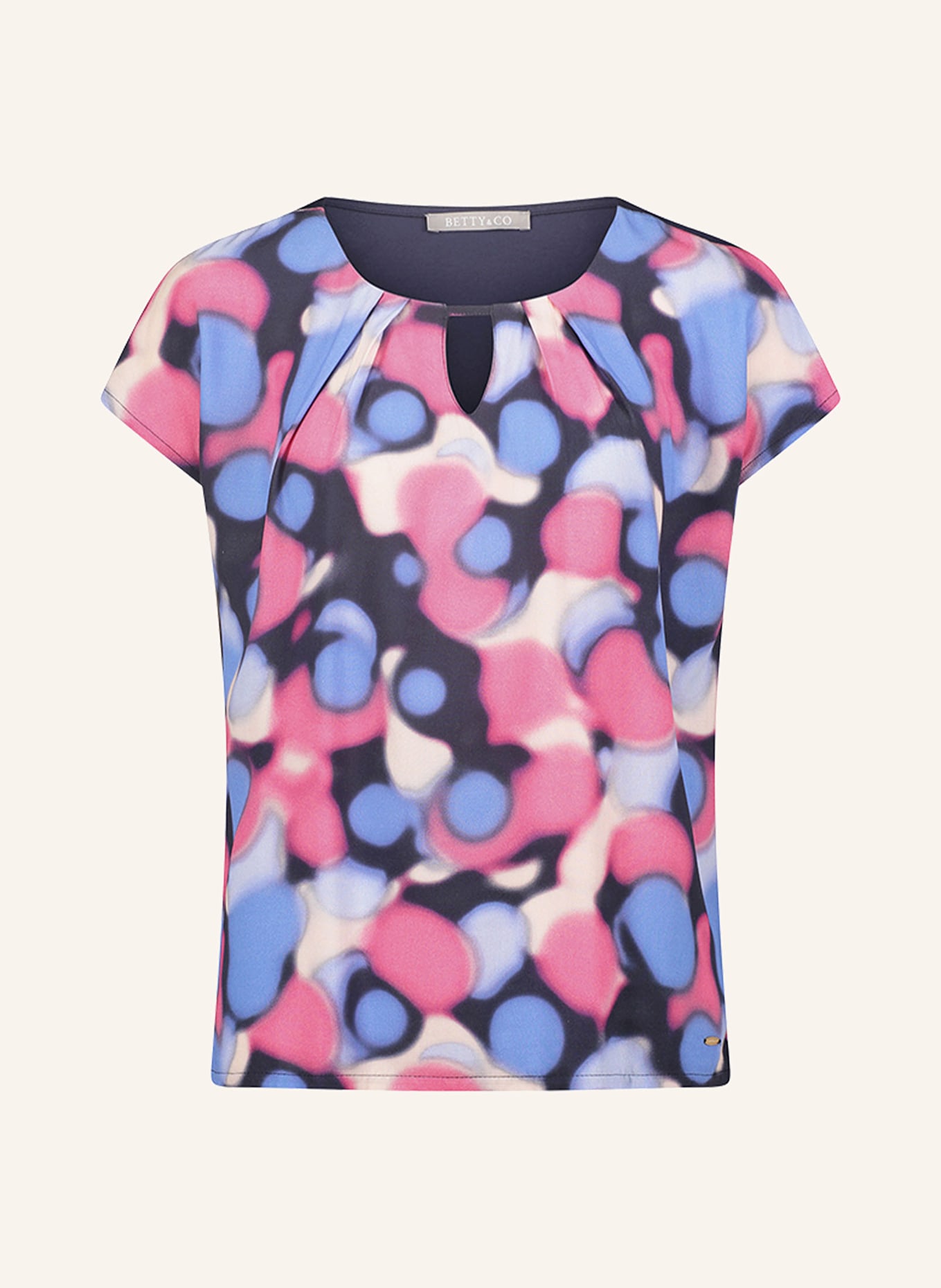 BETTY&CO Shirt blouse in mixed materials, Color: DARK GRAY/ BLUE/ PINK (Image 1)