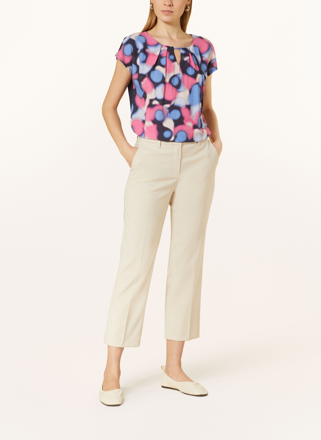 BETTY&CO Shirt blouse in mixed materials, Color: DARK GRAY/ BLUE/ PINK (Image 2)